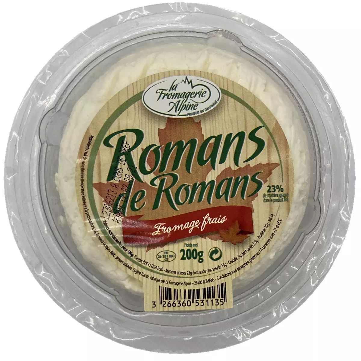 LA FROMAGERIE ALPINE Romans de Romans fromage frais 200g