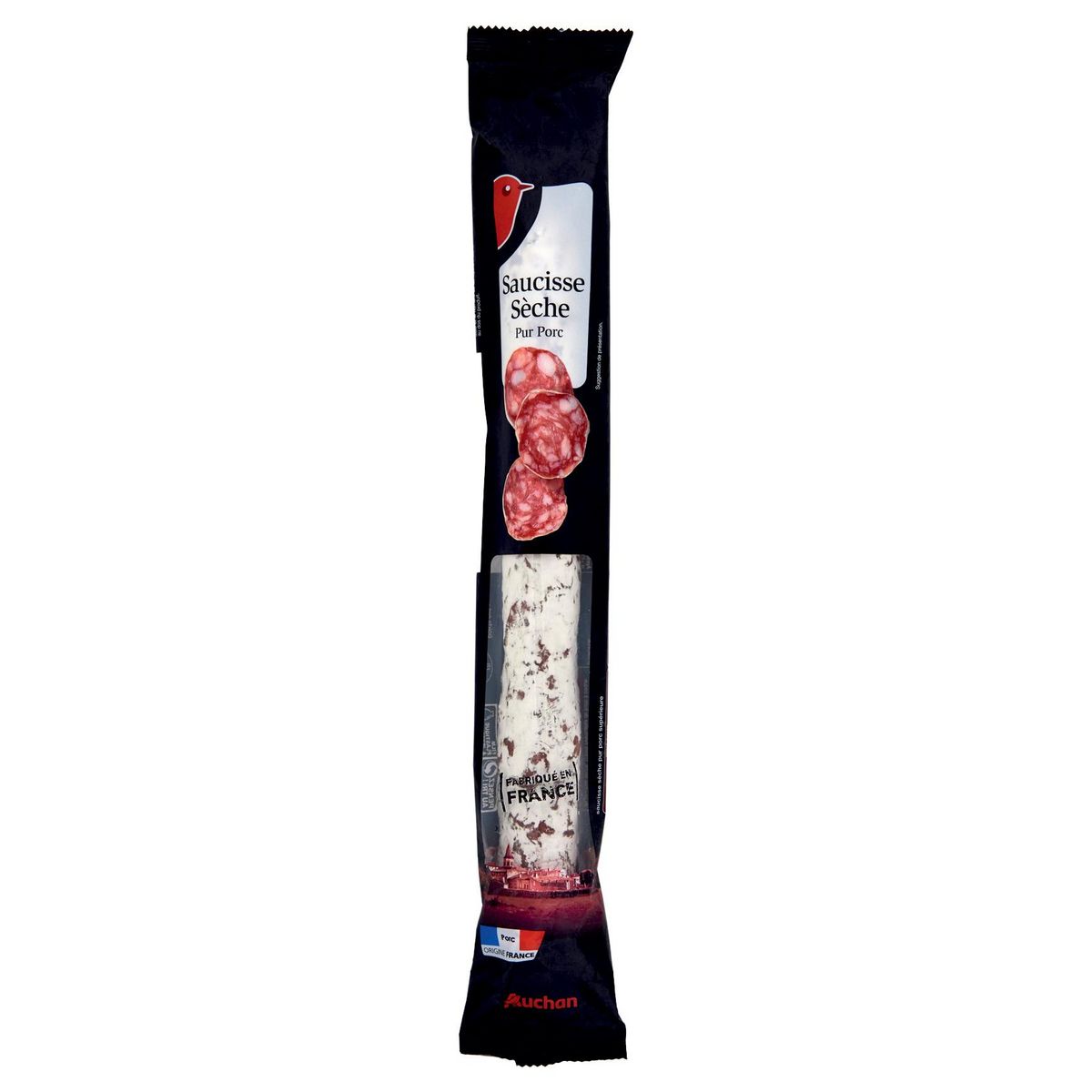 AUCHAN Saucisse droite pur Porc 250g