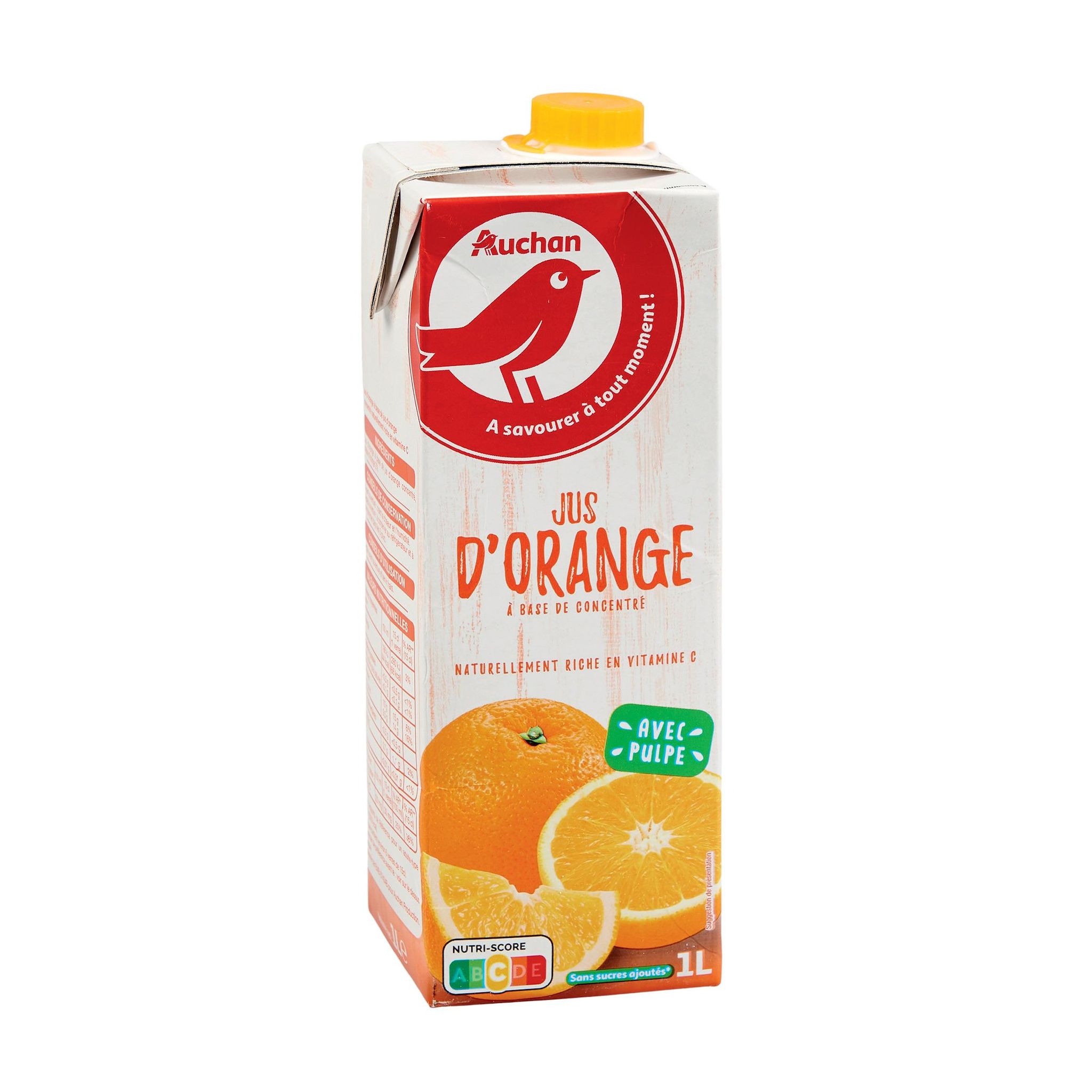 Voir la diapositive 2 : AUCHAN Jus d'orange à base de concentré brique 1l