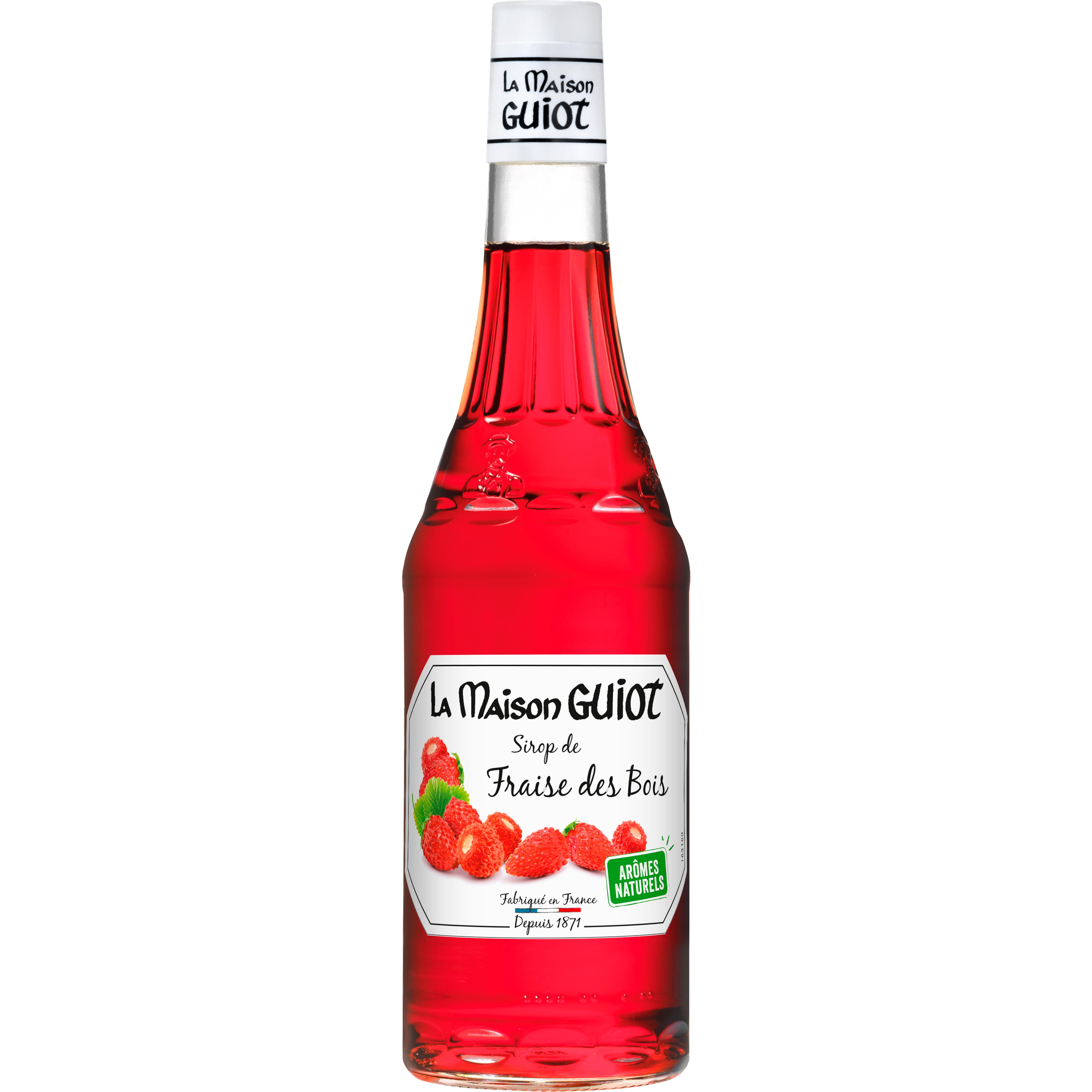 Voir la diapositive 2 : LA MAISON GUIOT Sirop de fraise des bois bouteille verre 70cl