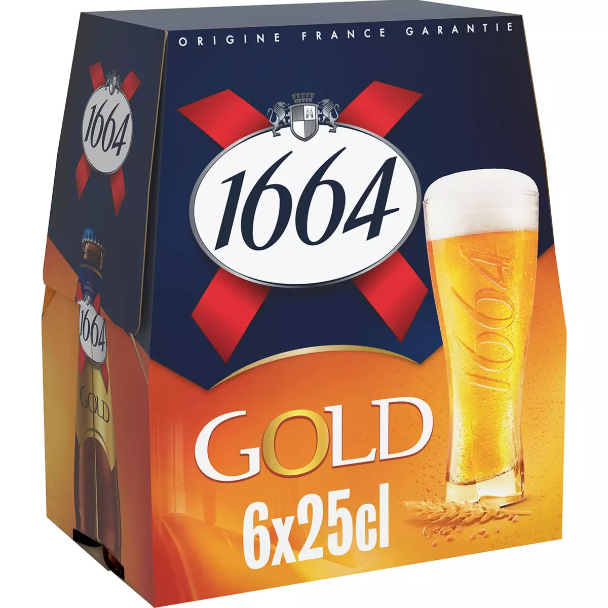 1664 Bière blonde gold 6,1% bouteilles 6x25cl