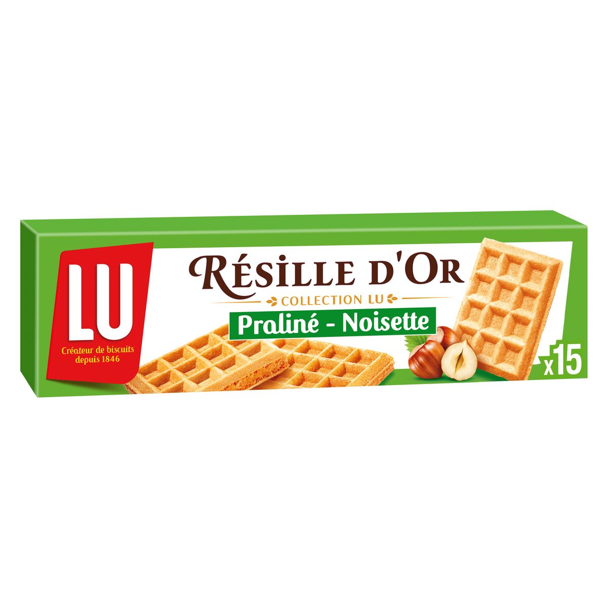 LU Résille d'or gaufrettes praliné noisette 15 gaufrettes 110g