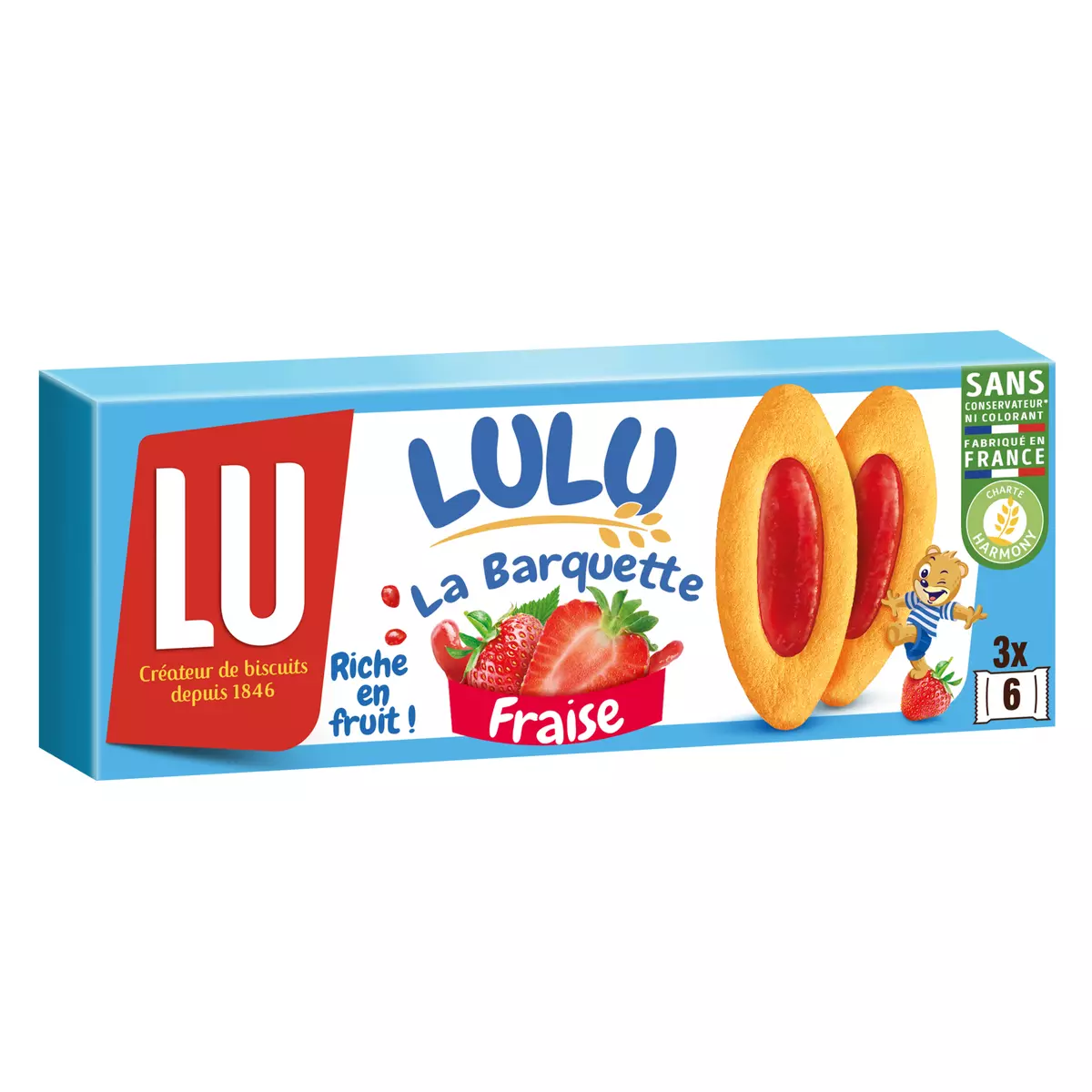 LU Lulu barquettes à la fraise 3x6 biscuits 120g