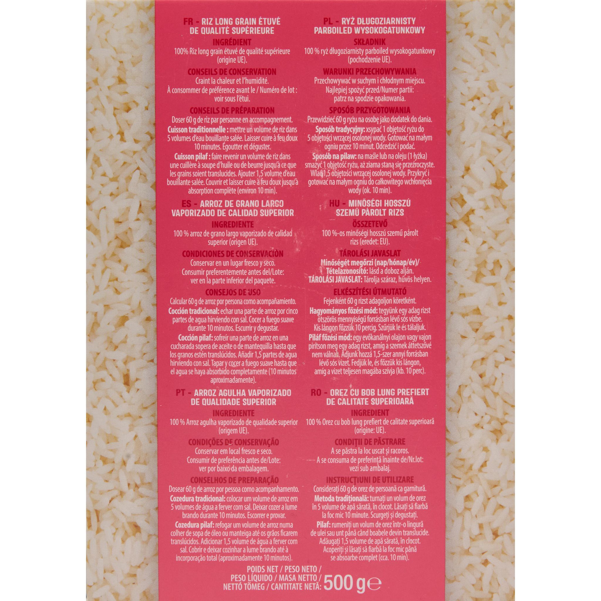 Voir la diapositive 2 : AUCHAN Riz long grain incollable cuisson rapide 500g