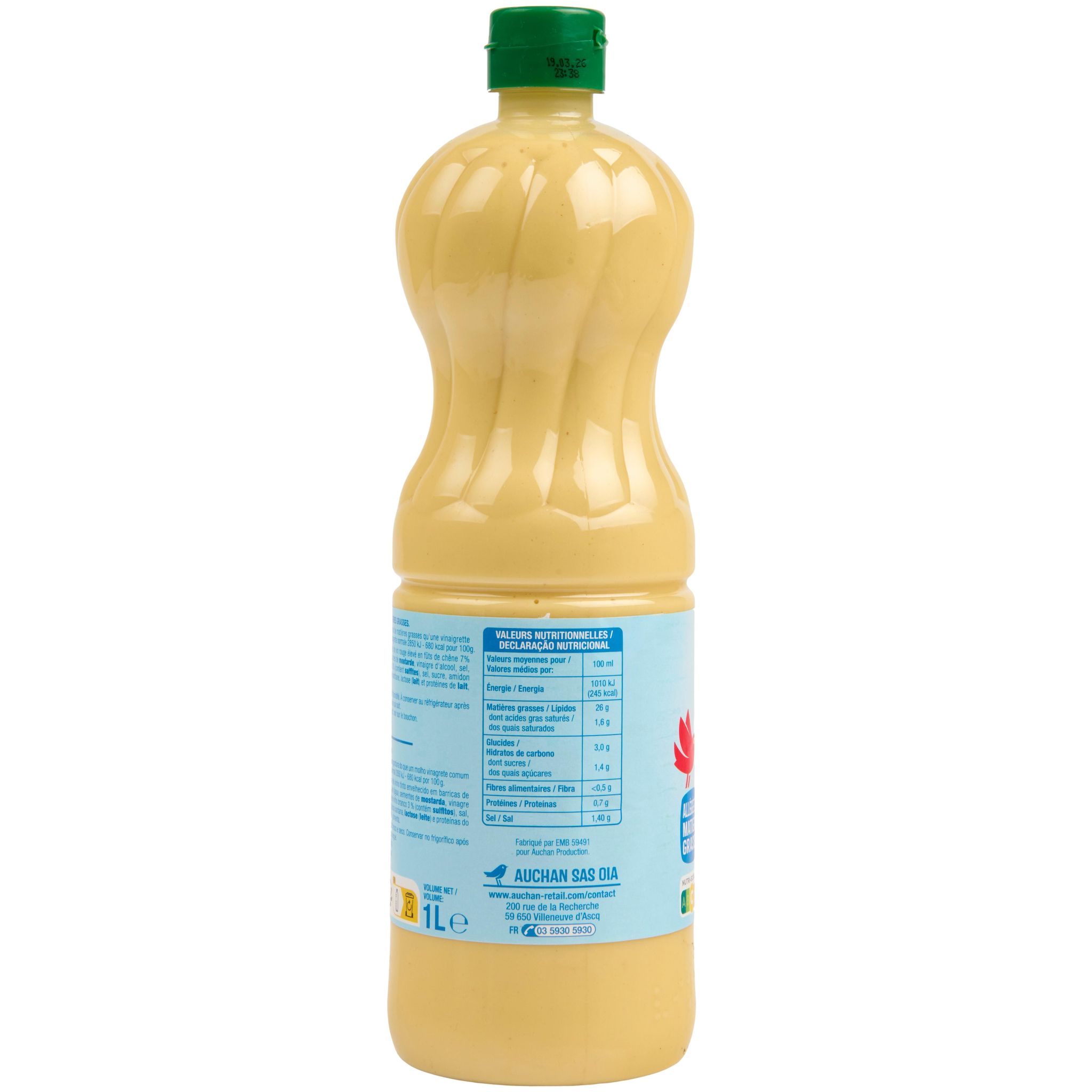 Voir la diapositive 4 : AUCHAN Vinaigrette allégée nature 1l