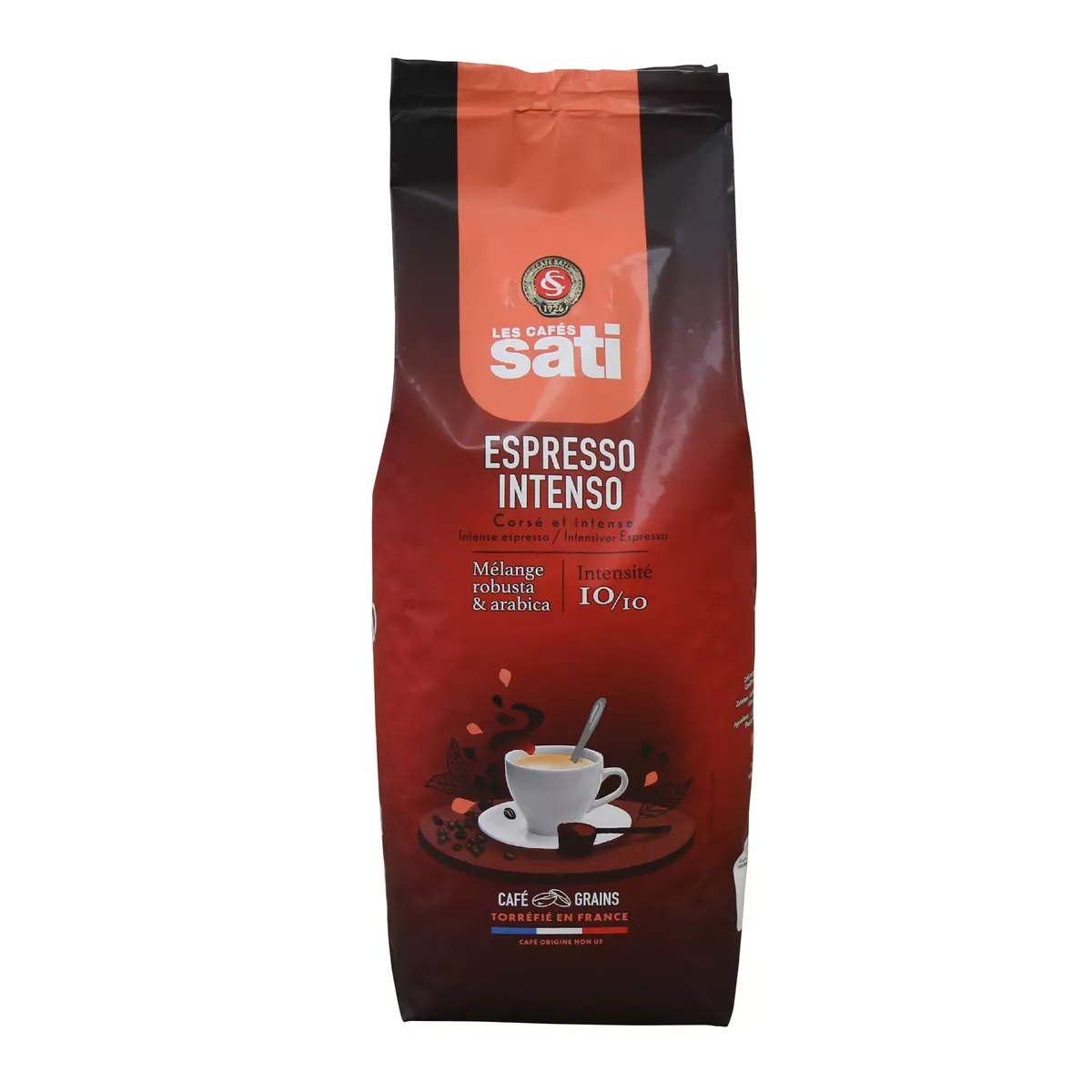 LES CAFES SATI Café en grains rouge espresso intenso 1kg