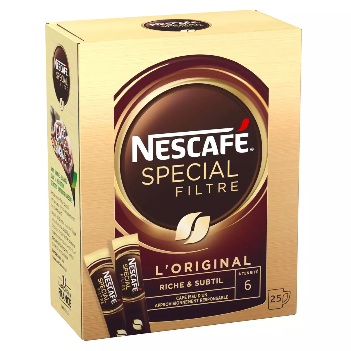 NESCAFE Café soluble en stick intensité 6 25 sticks 50g