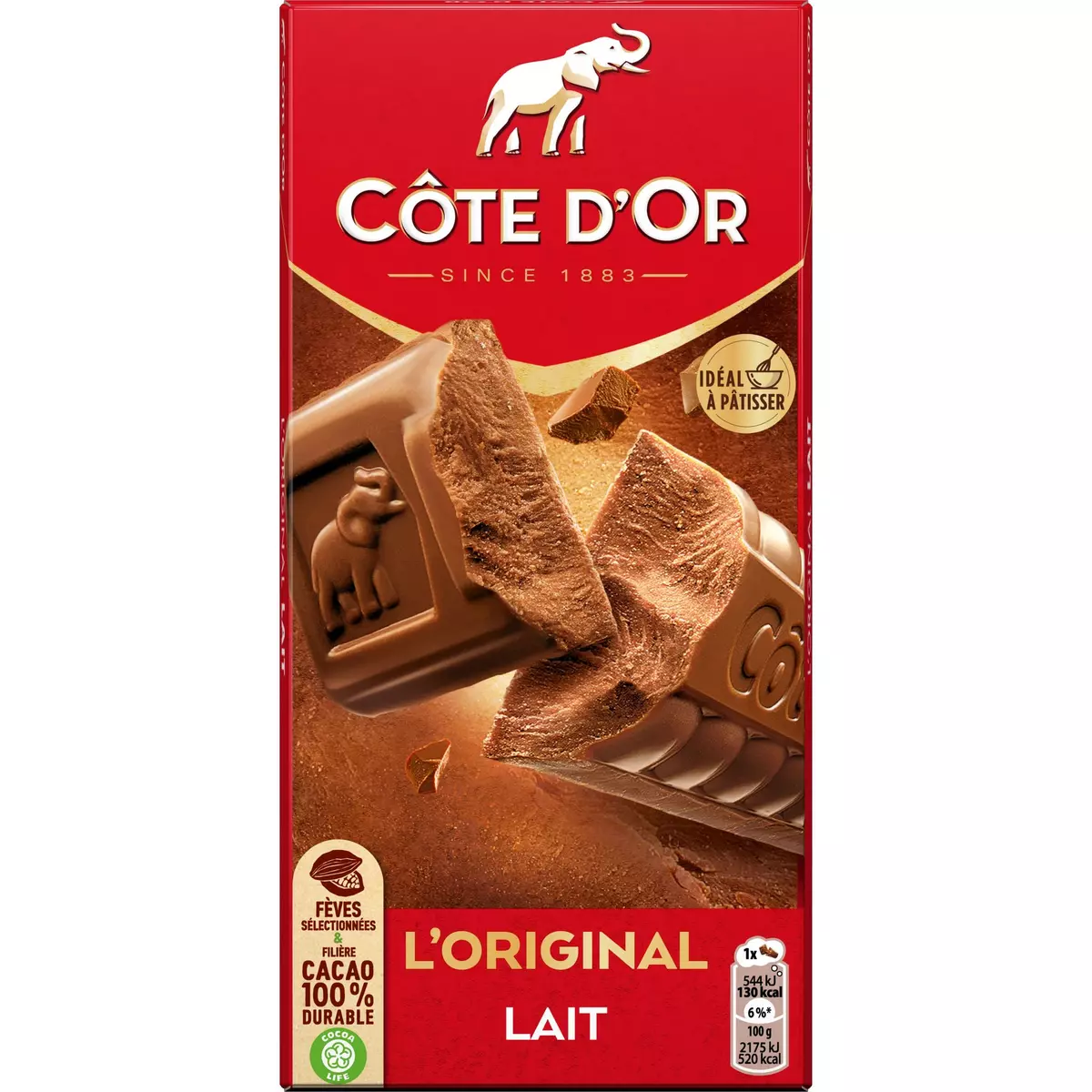 COTE D'OR Tablette de chocolat au lait L'original en barres 1