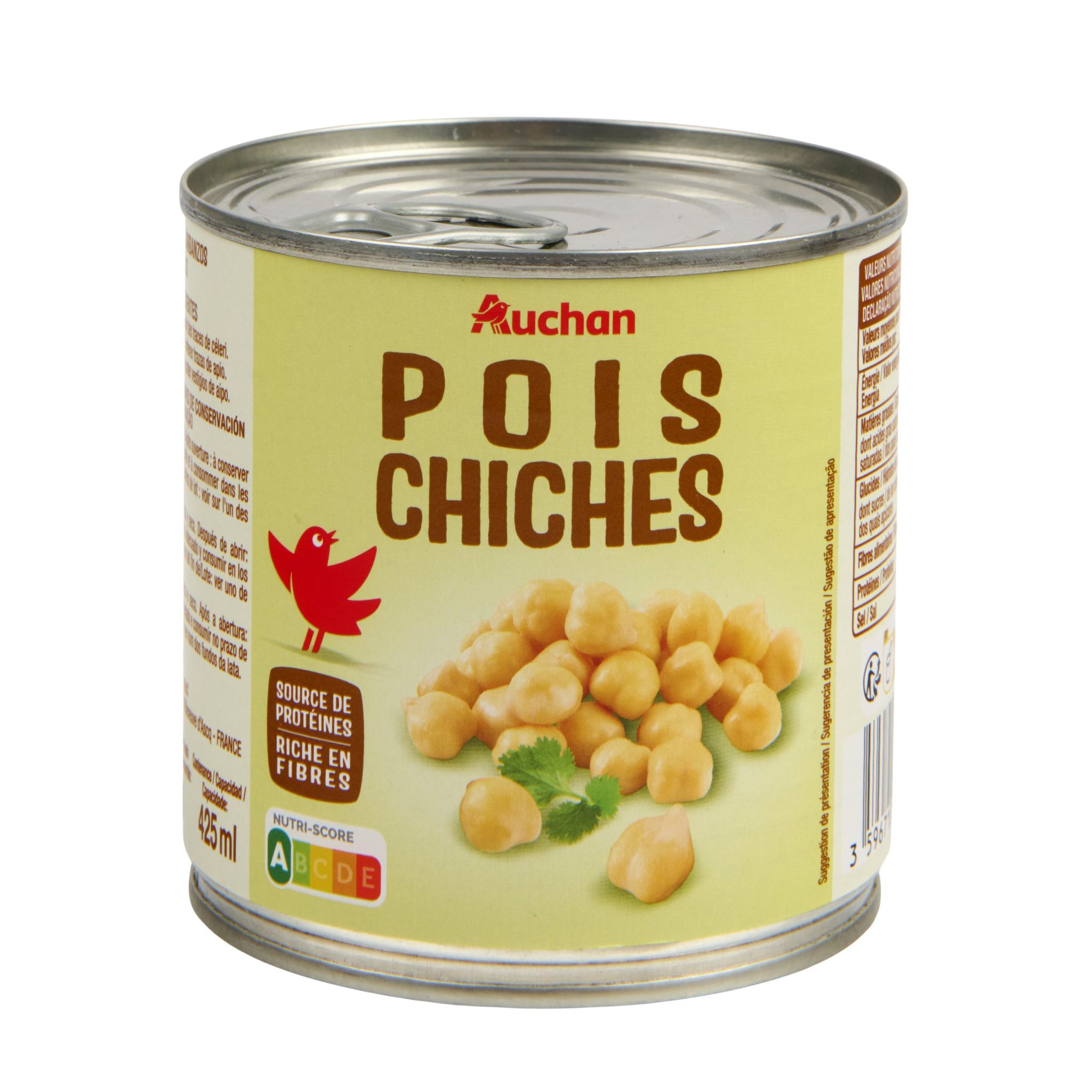Voir la diapositive 4 : AUCHAN Pois chiches 265g