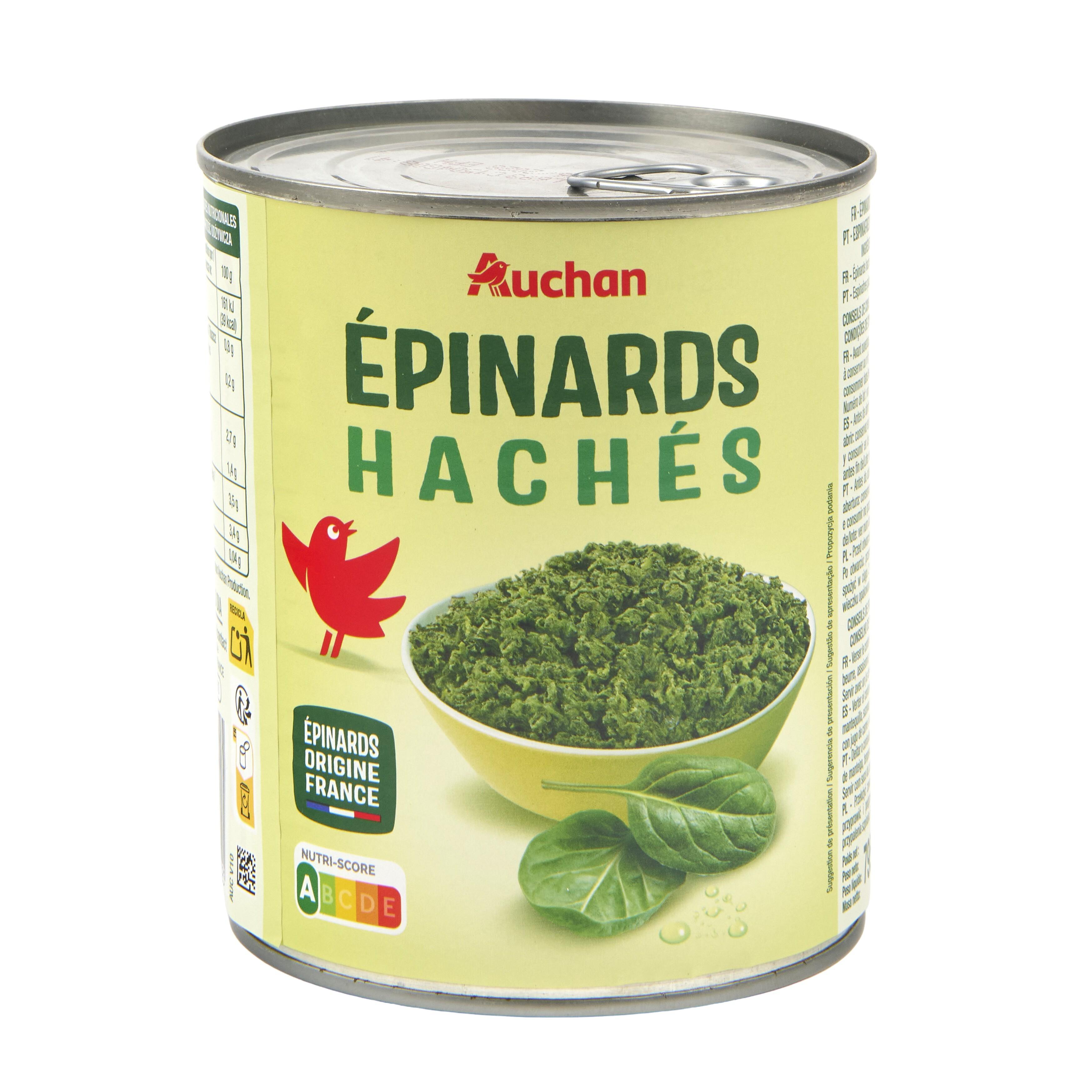 Voir la diapositive 3 : AUCHAN Epinards hachés 795g