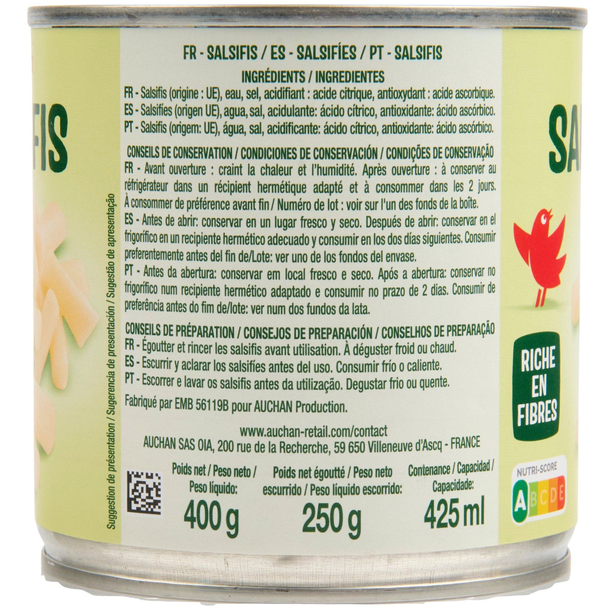 Voir la diapositive 3 : AUCHAN Salsifis 250g