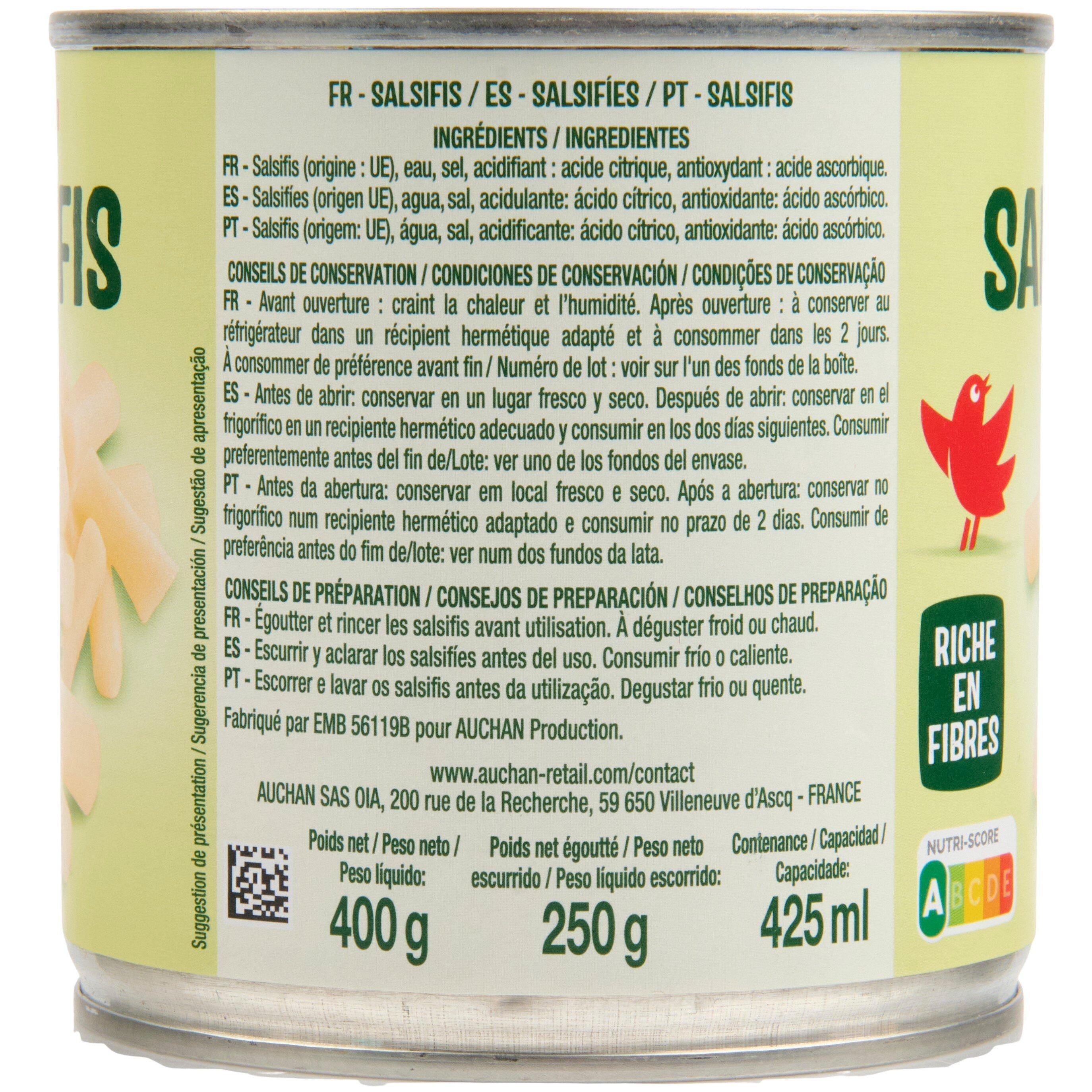Voir la diapositive 4 : AUCHAN Salsifis 250g