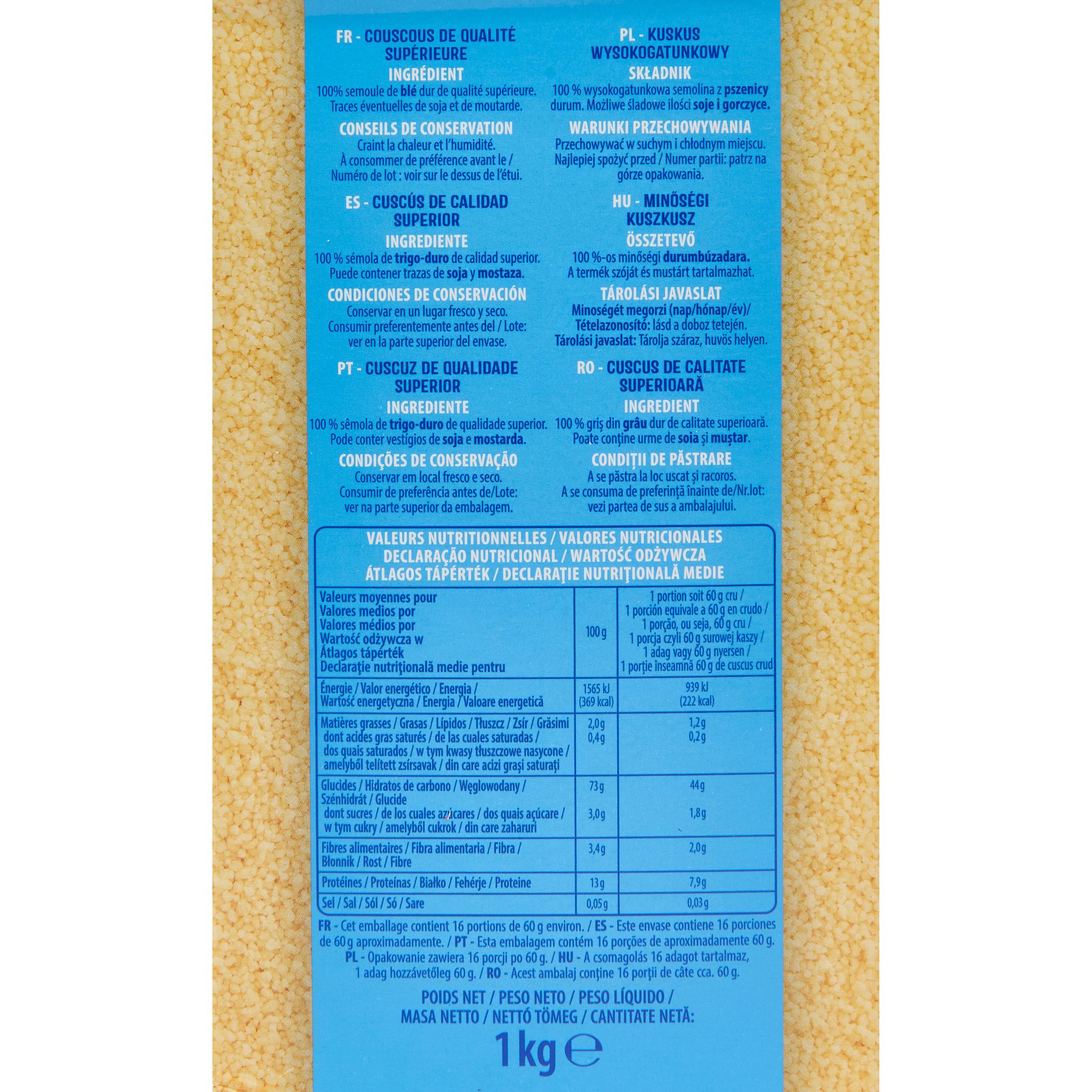 Voir la diapositive 2 : AUCHAN Couscous moyen 16 portions 1kg