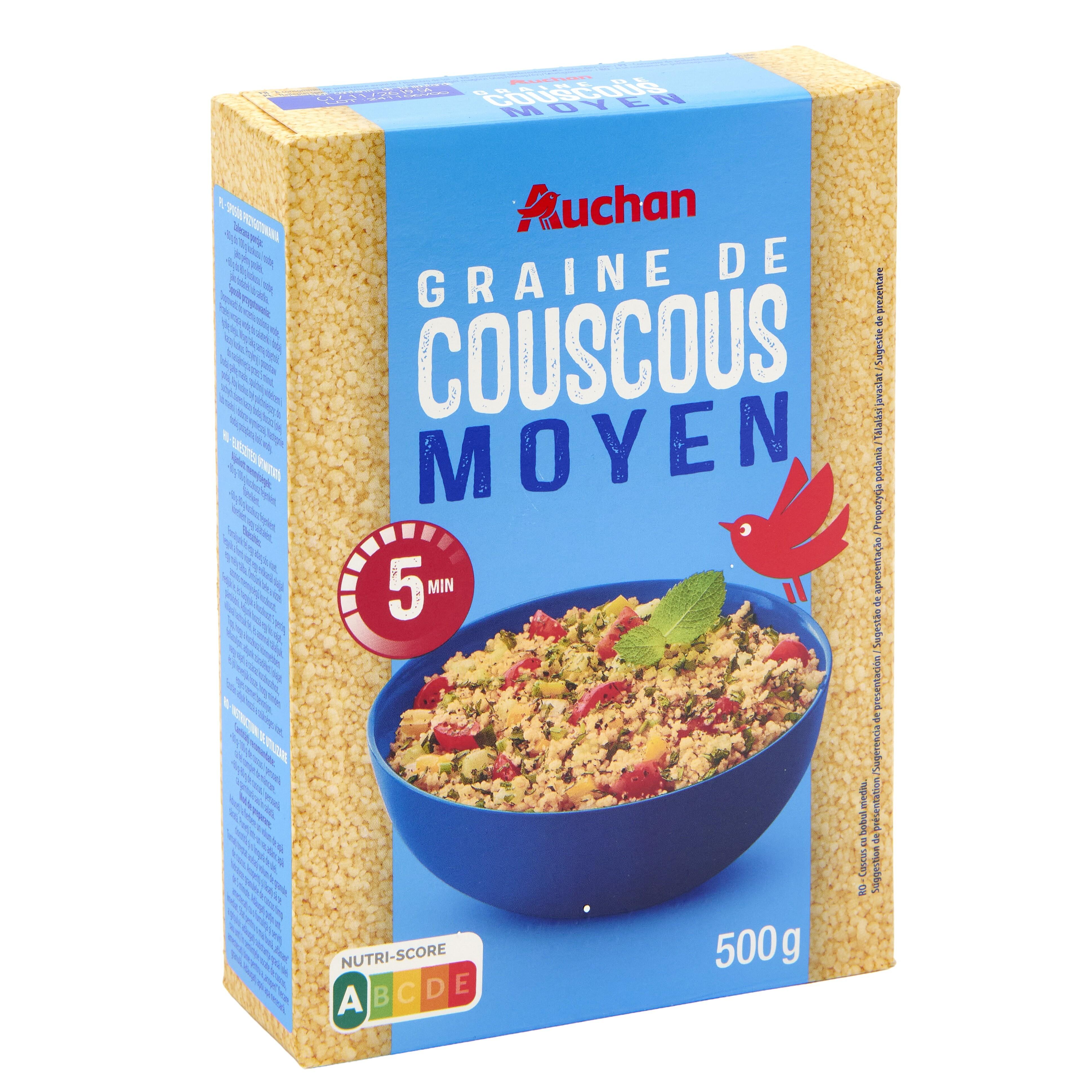 Voir la diapositive 2 : AUCHAN Couscous moyen 8 portions 500g