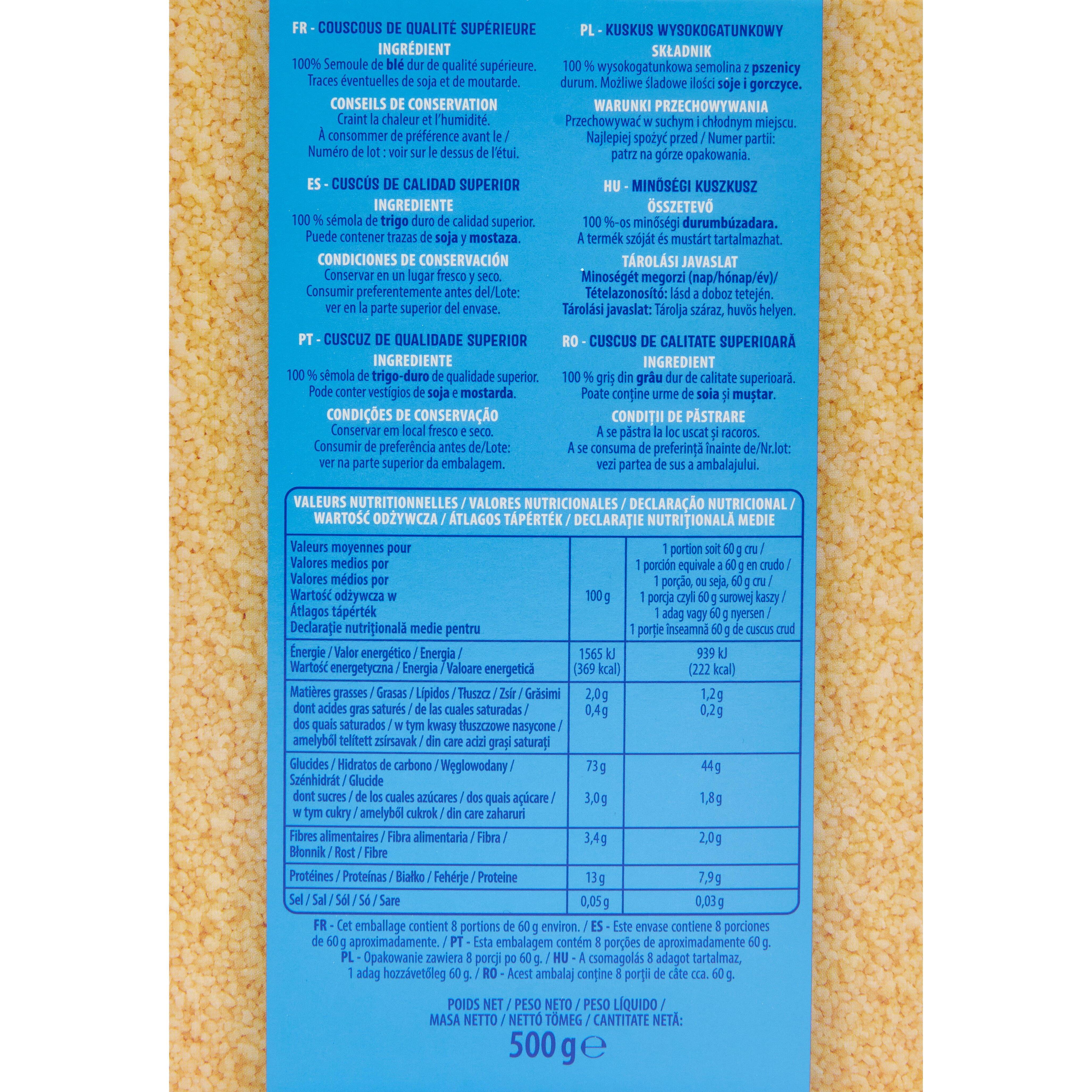 Voir la diapositive 3 : AUCHAN Couscous moyen 8 portions 500g