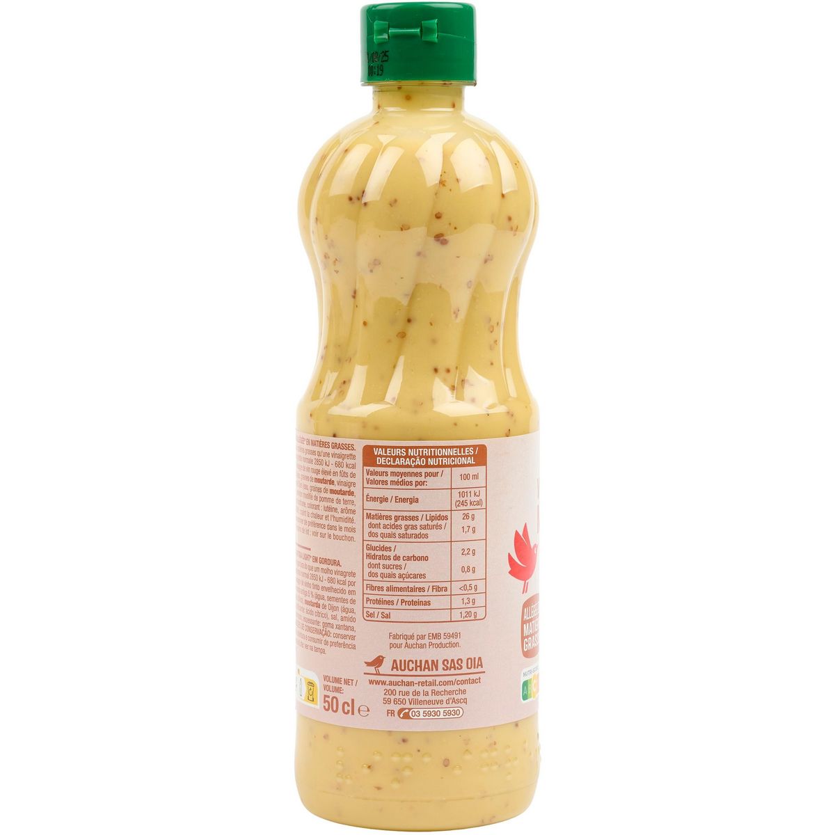 AUCHAN Vinaigrette allégée à la moutarde 50cl