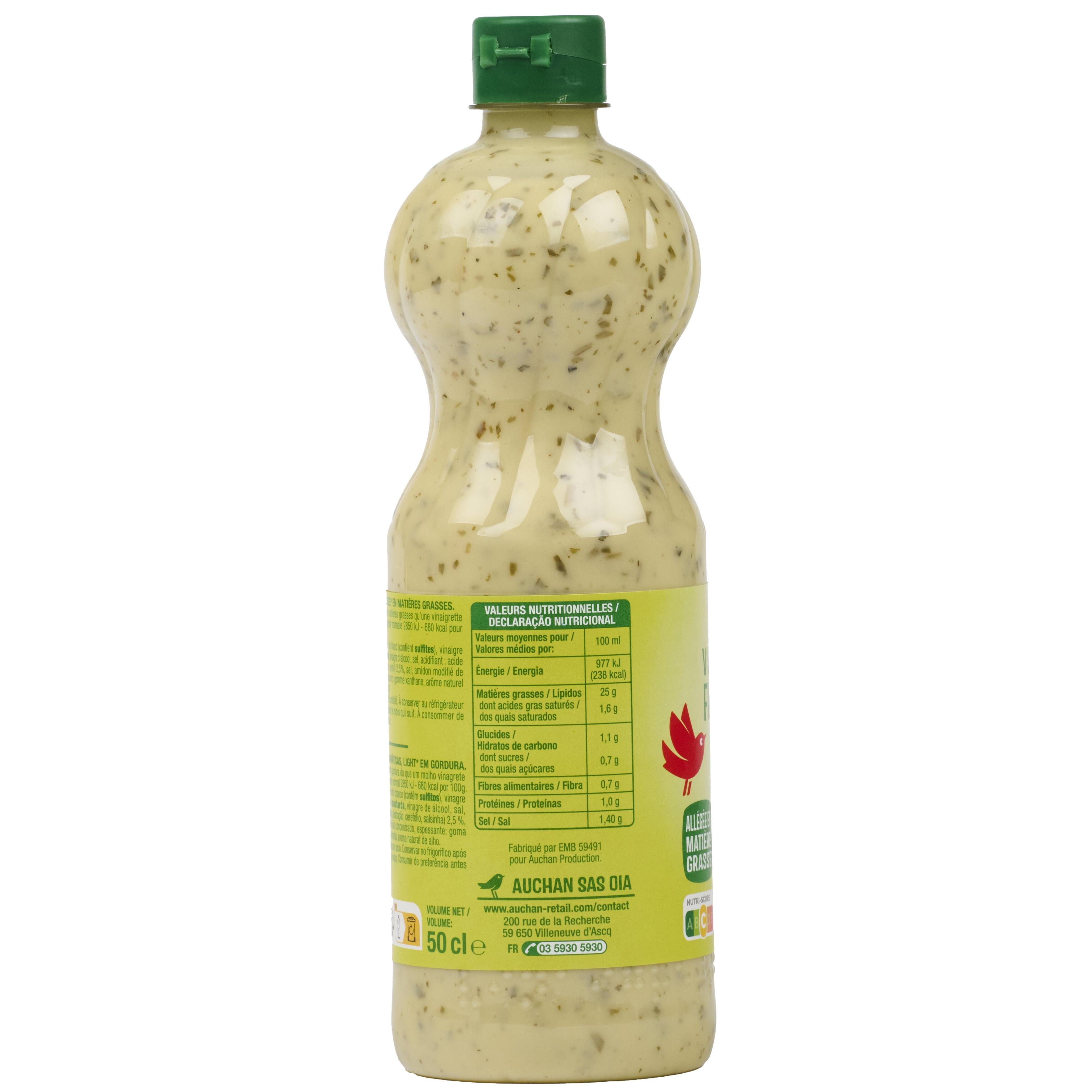 Voir la diapositive 2 : AUCHAN Vinaigrette allégée aux fines herbes 50cl