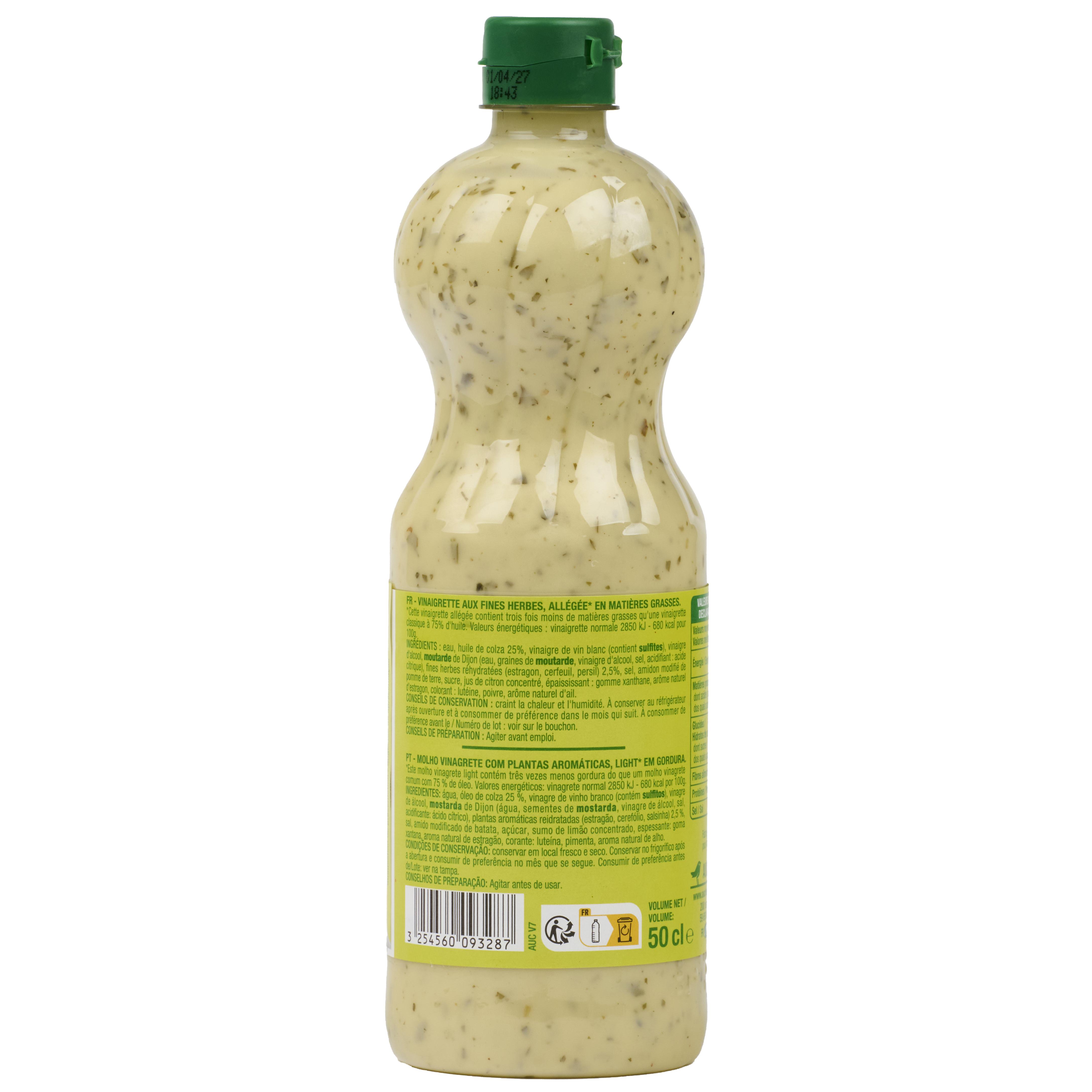 Voir la diapositive 3 : AUCHAN Vinaigrette allégée aux fines herbes 50cl