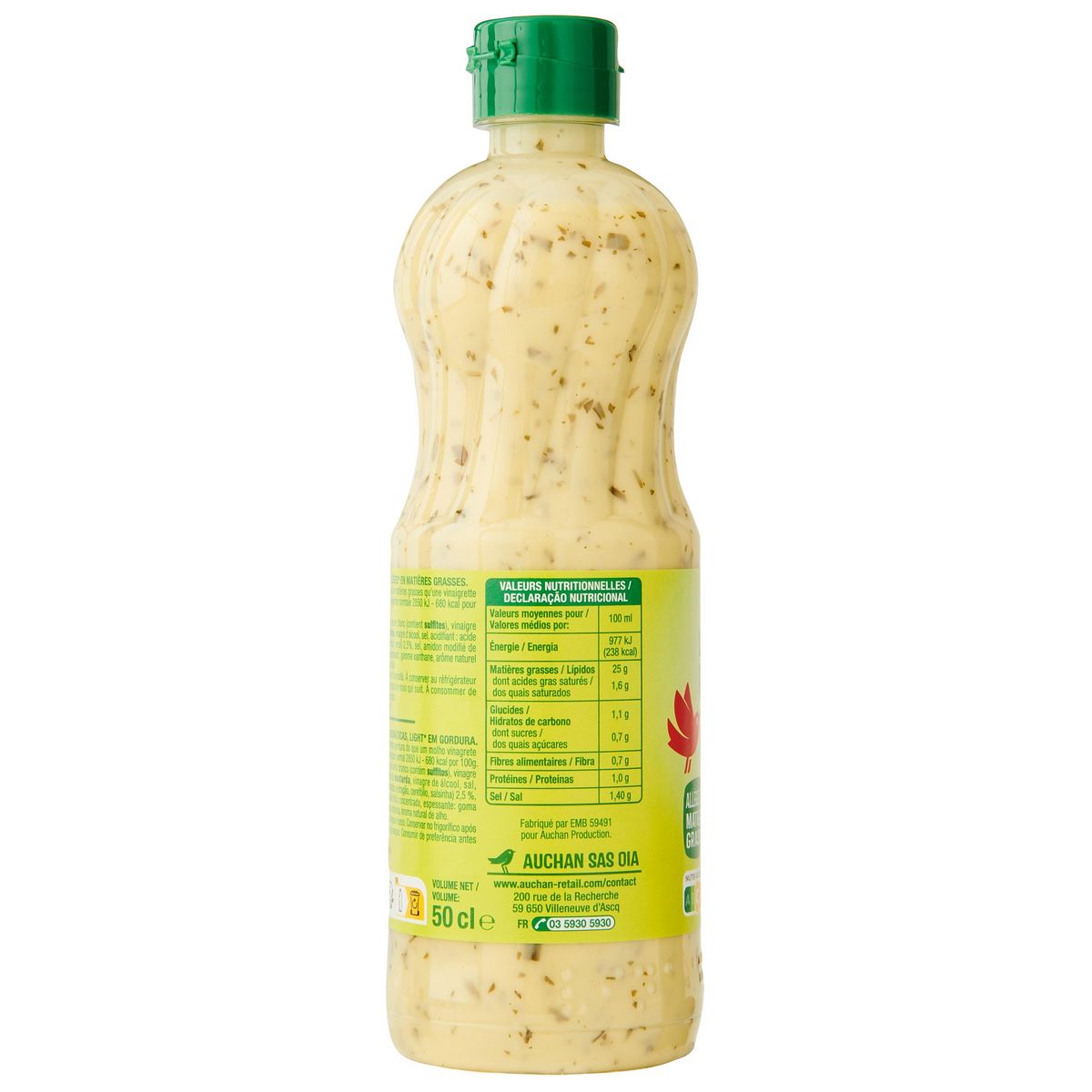 AUCHAN Vinaigrette allégée aux fines herbes 50cl