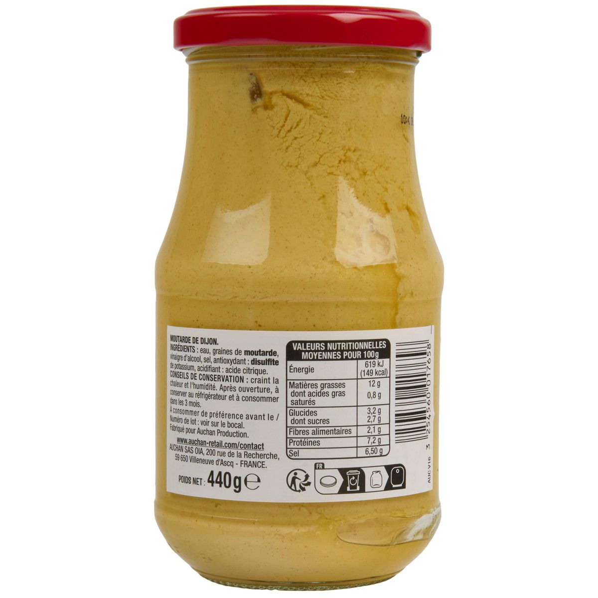 AUCHAN Moutarde de Dijon forte 440g