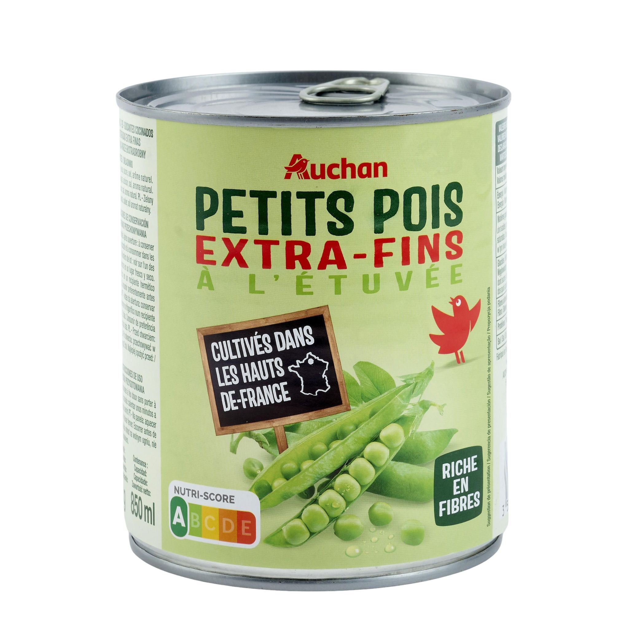 Voir la diapositive 5 : AUCHAN Petits pois à l'étuvée extra-fins 560g