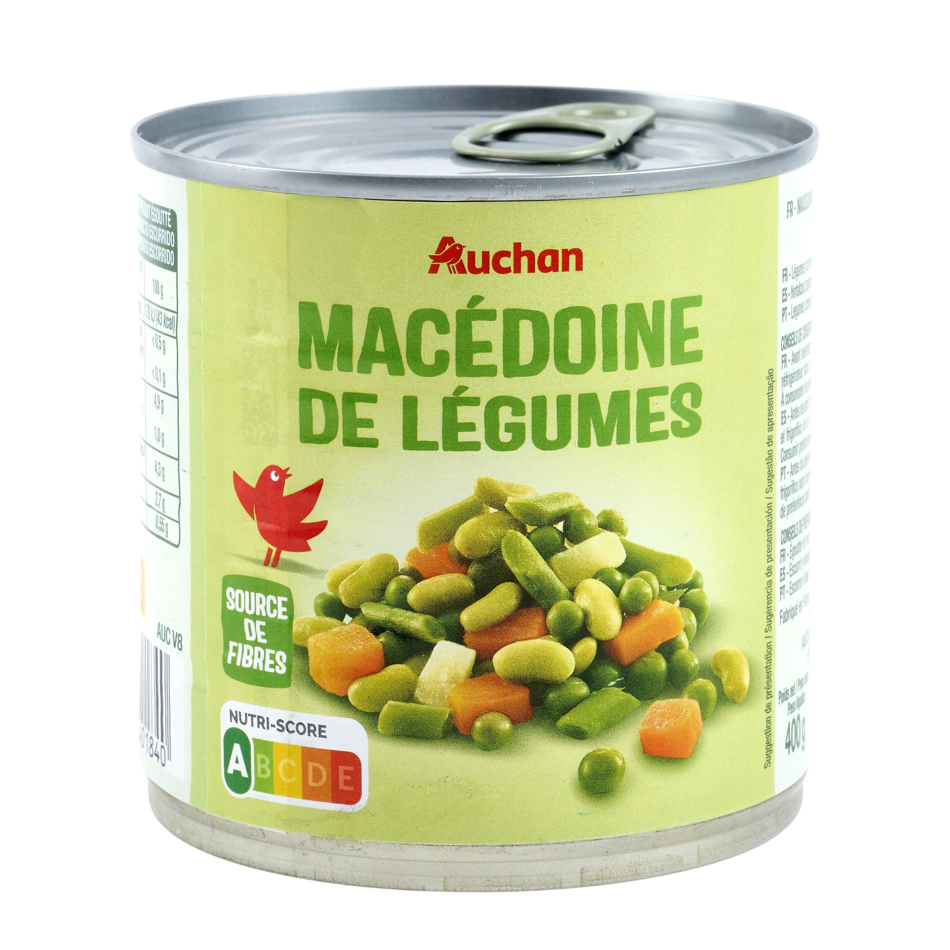 Voir la diapositive 4 : AUCHAN Macédoine de légumes 265g