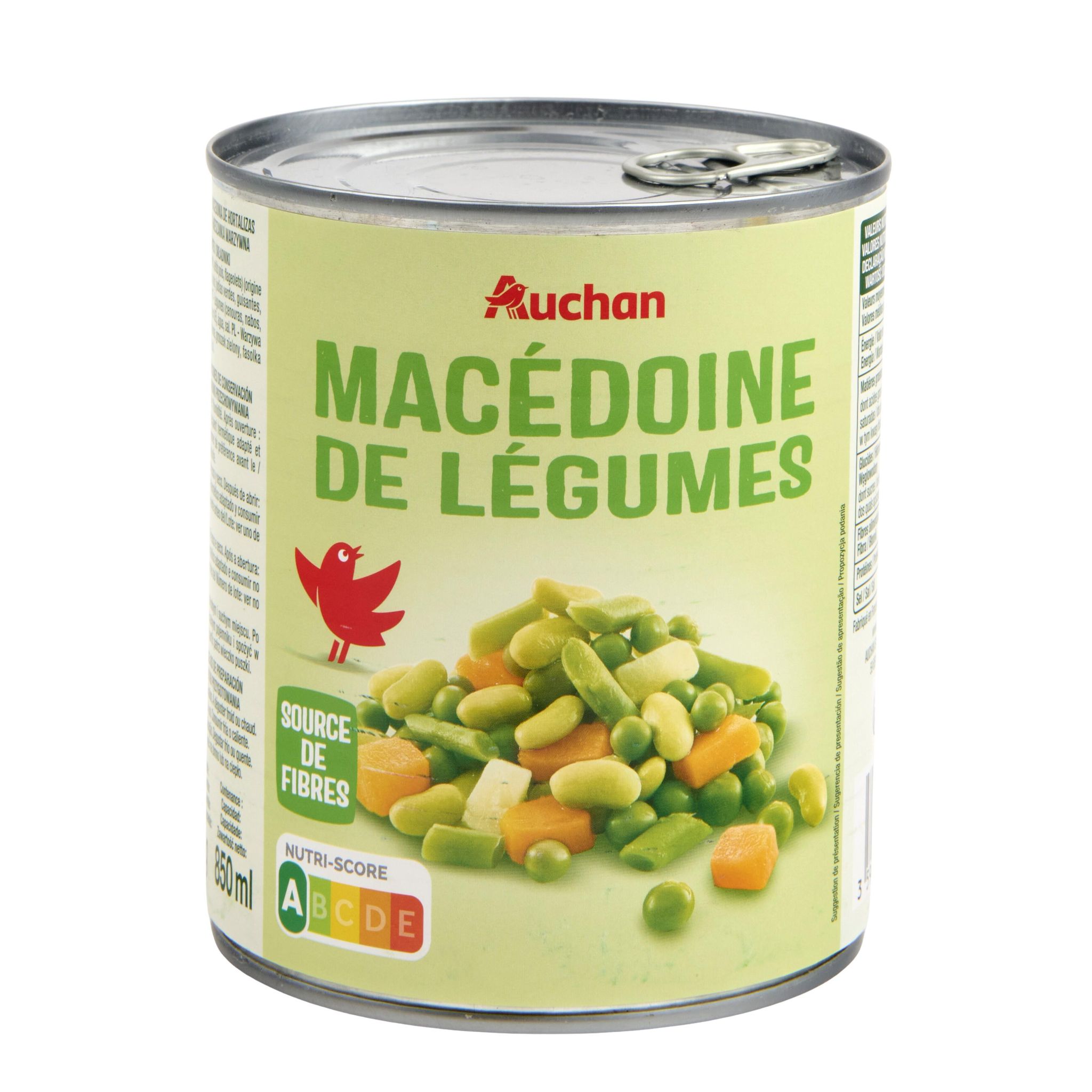 Voir la diapositive 3 : AUCHAN Macédoine de légumes 530g