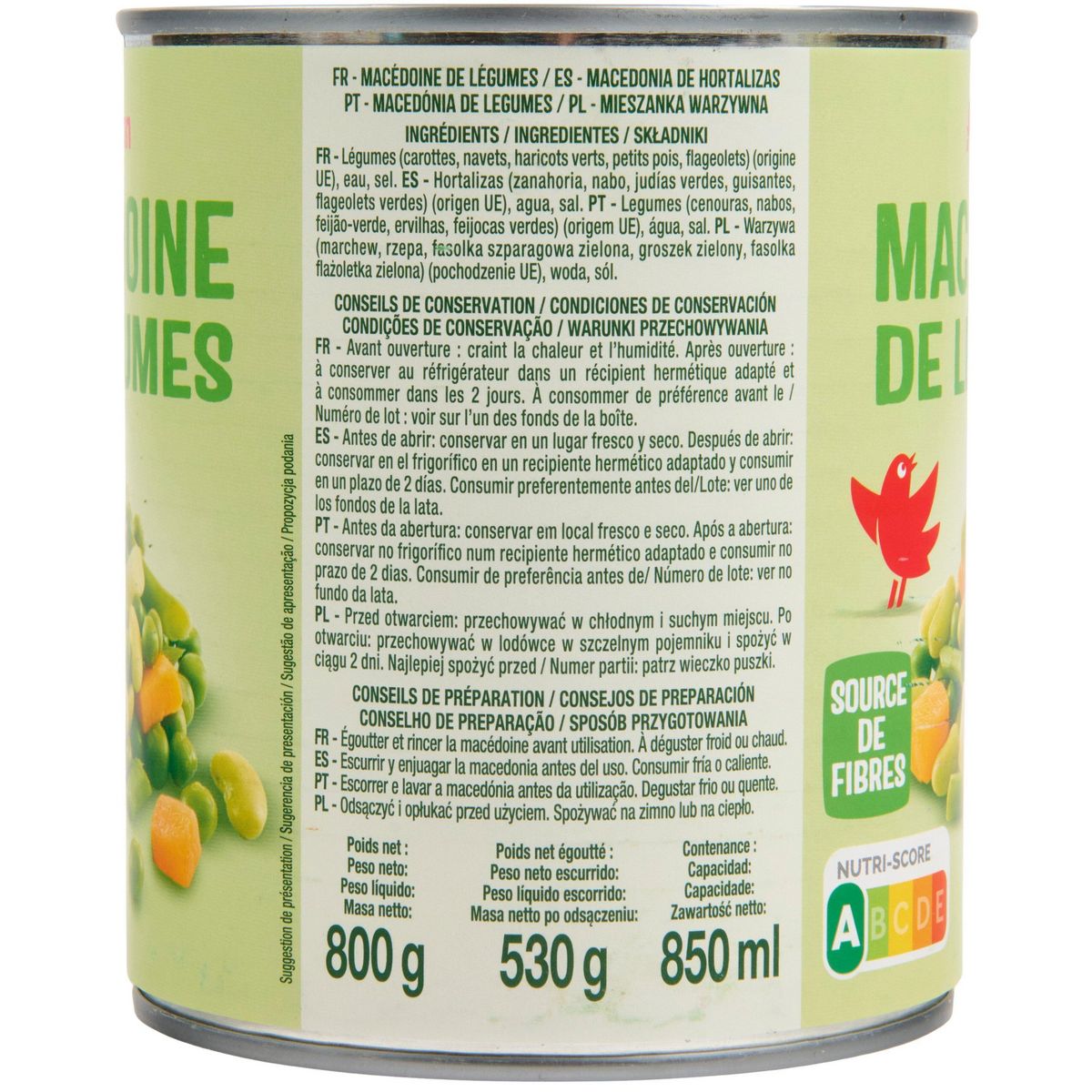 AUCHAN Macédoine de légumes 530g