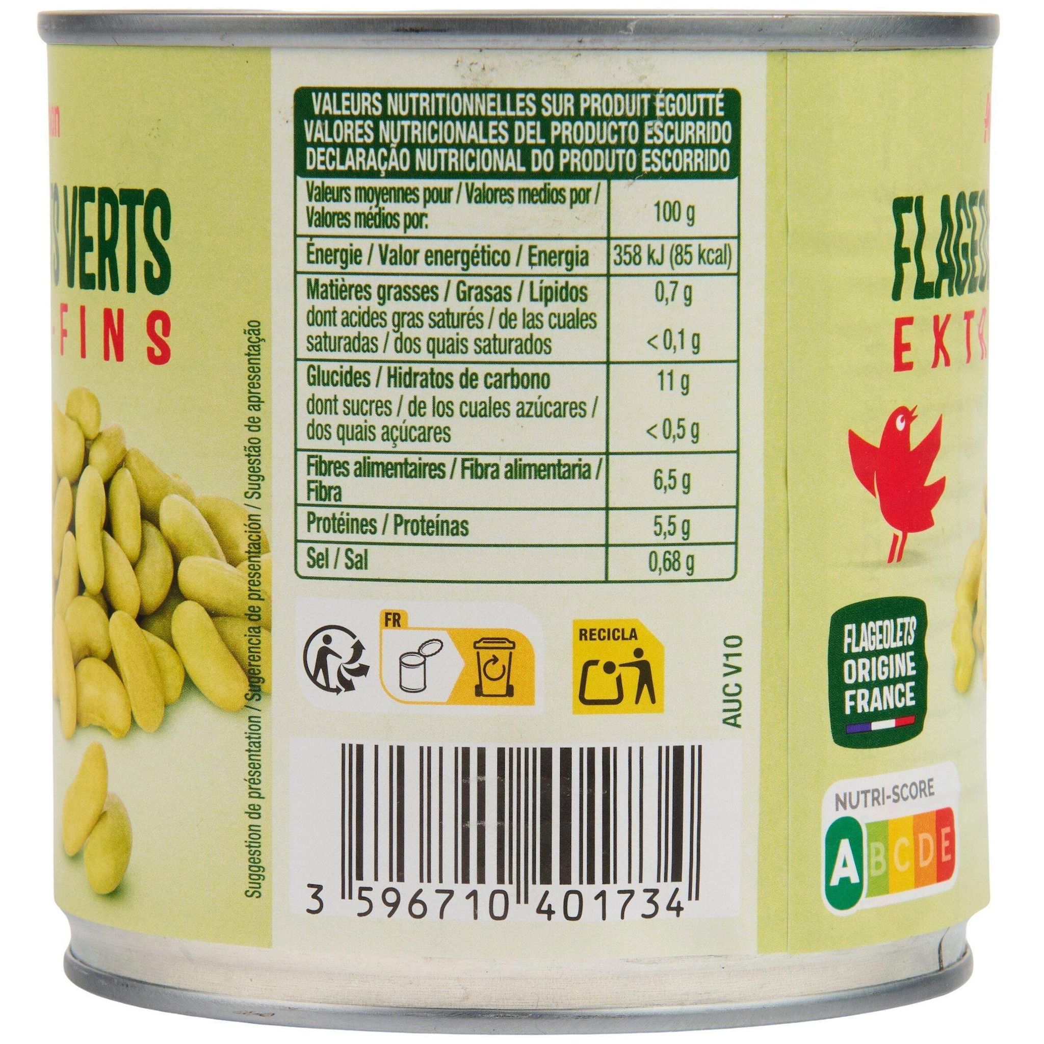 Voir la diapositive 3 : AUCHAN Flageolets verts extra fins 265g