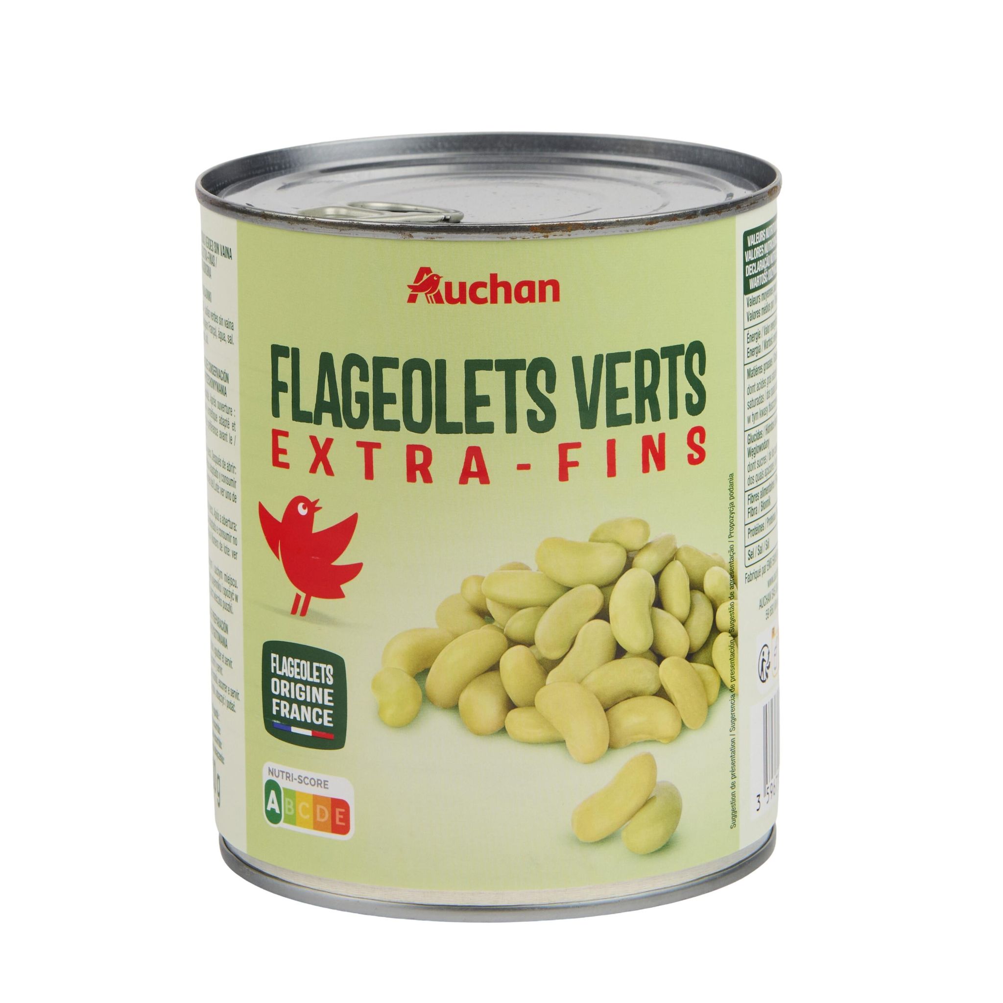 Voir la diapositive 3 : AUCHAN Flageolets verts extra-fins 530g