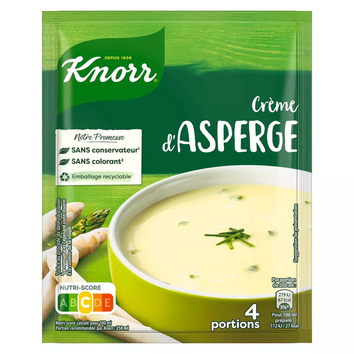 KNORR Soupe d'asperges déshydratée 4 portions 70g pas cher 