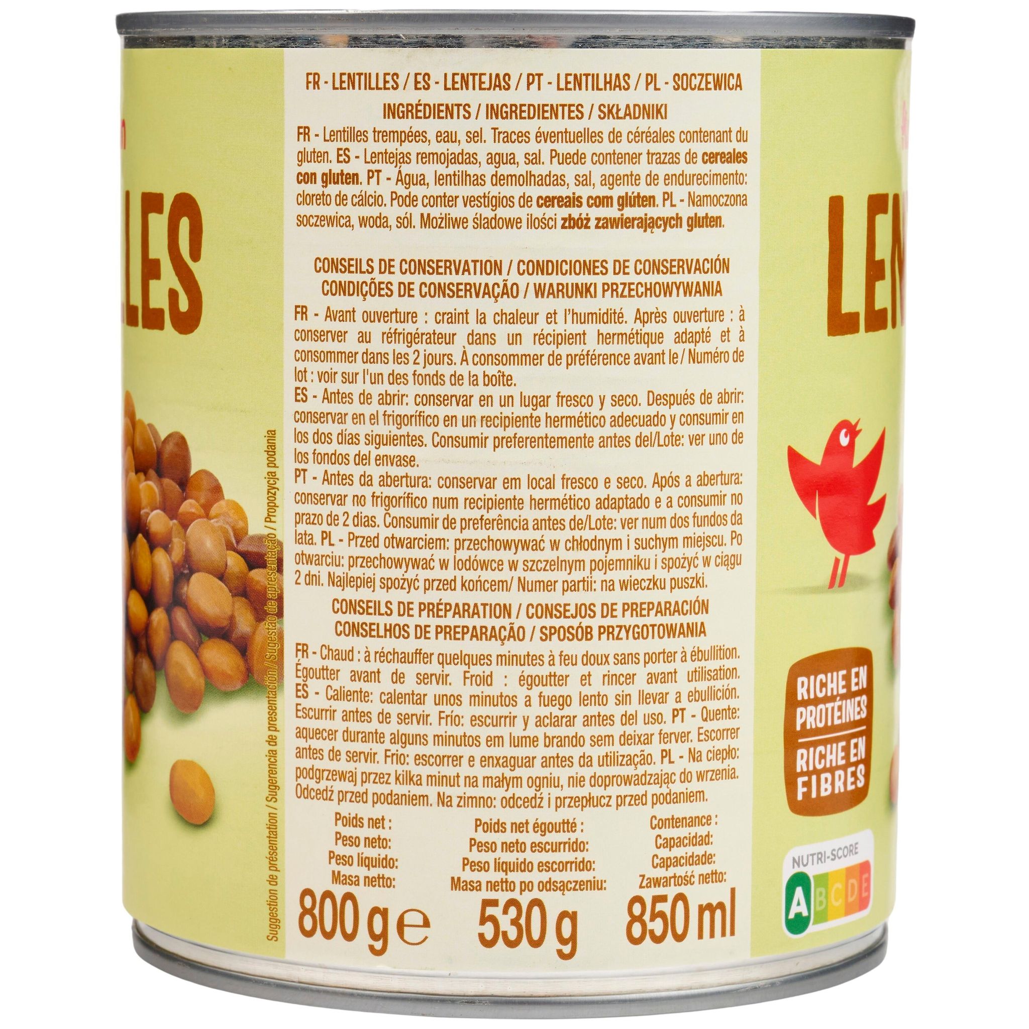 Voir la diapositive 2 : AUCHAN Lentilles 530g