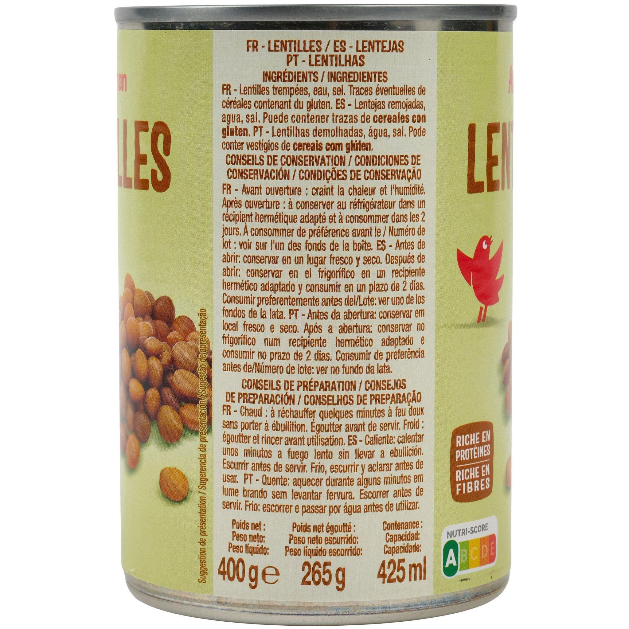 Voir la diapositive 5 : AUCHAN Lentilles 265g