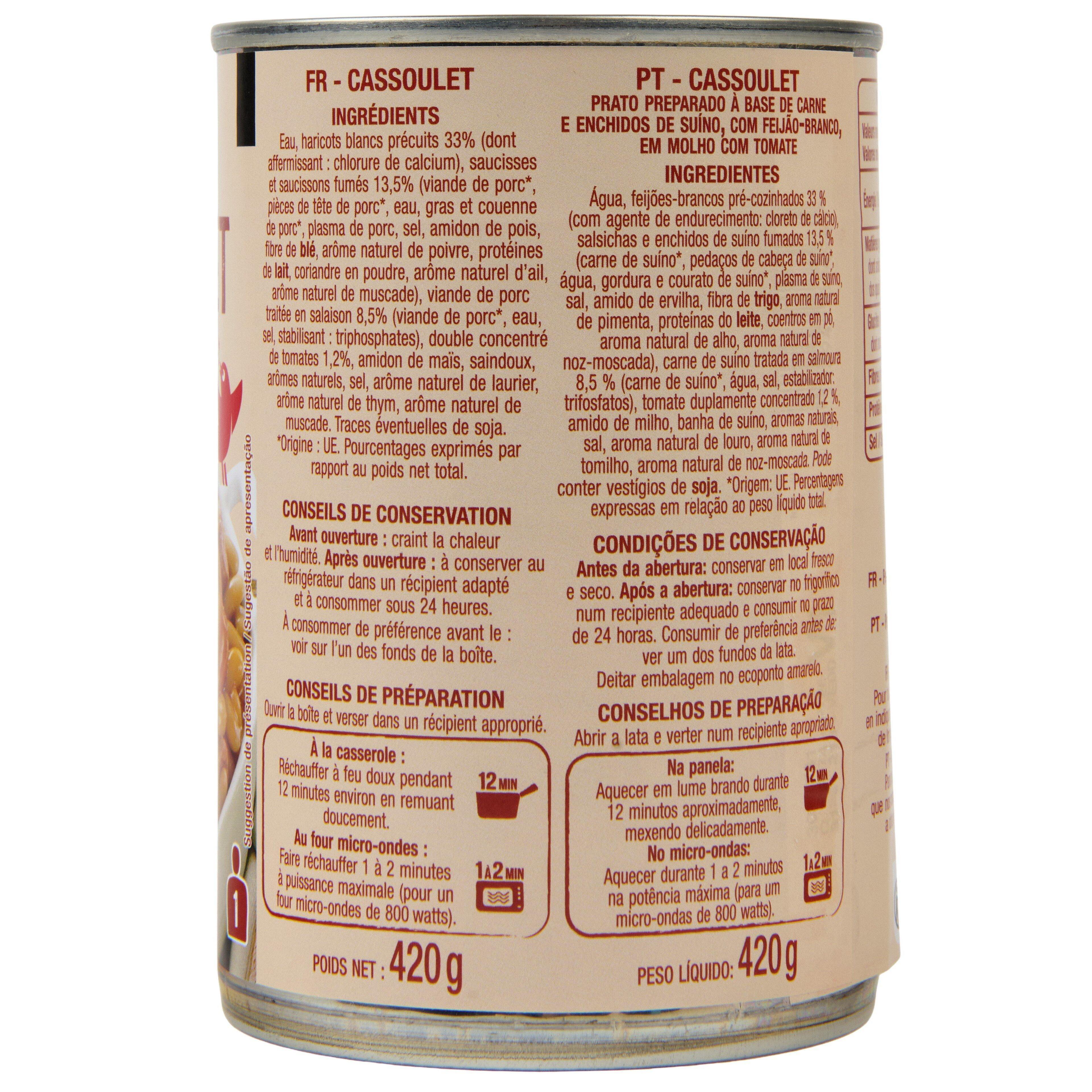 Voir la diapositive 3 : AUCHAN Cassoulet 1 personne 420g