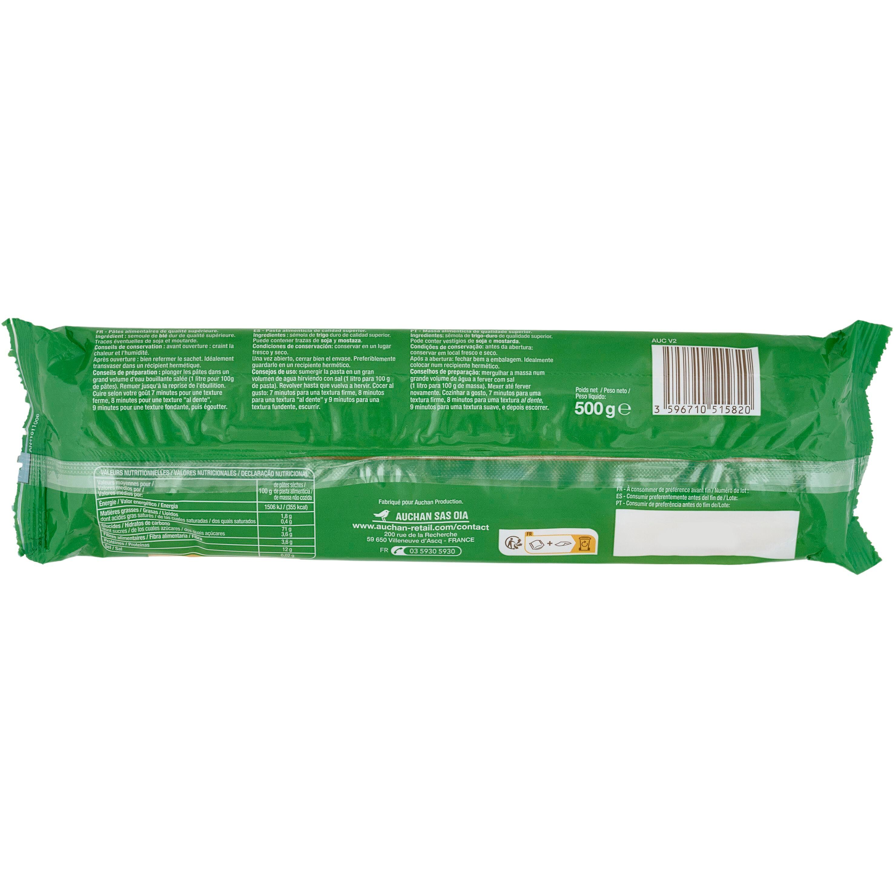 Voir la diapositive 2 : AUCHAN Spaghetti 500g