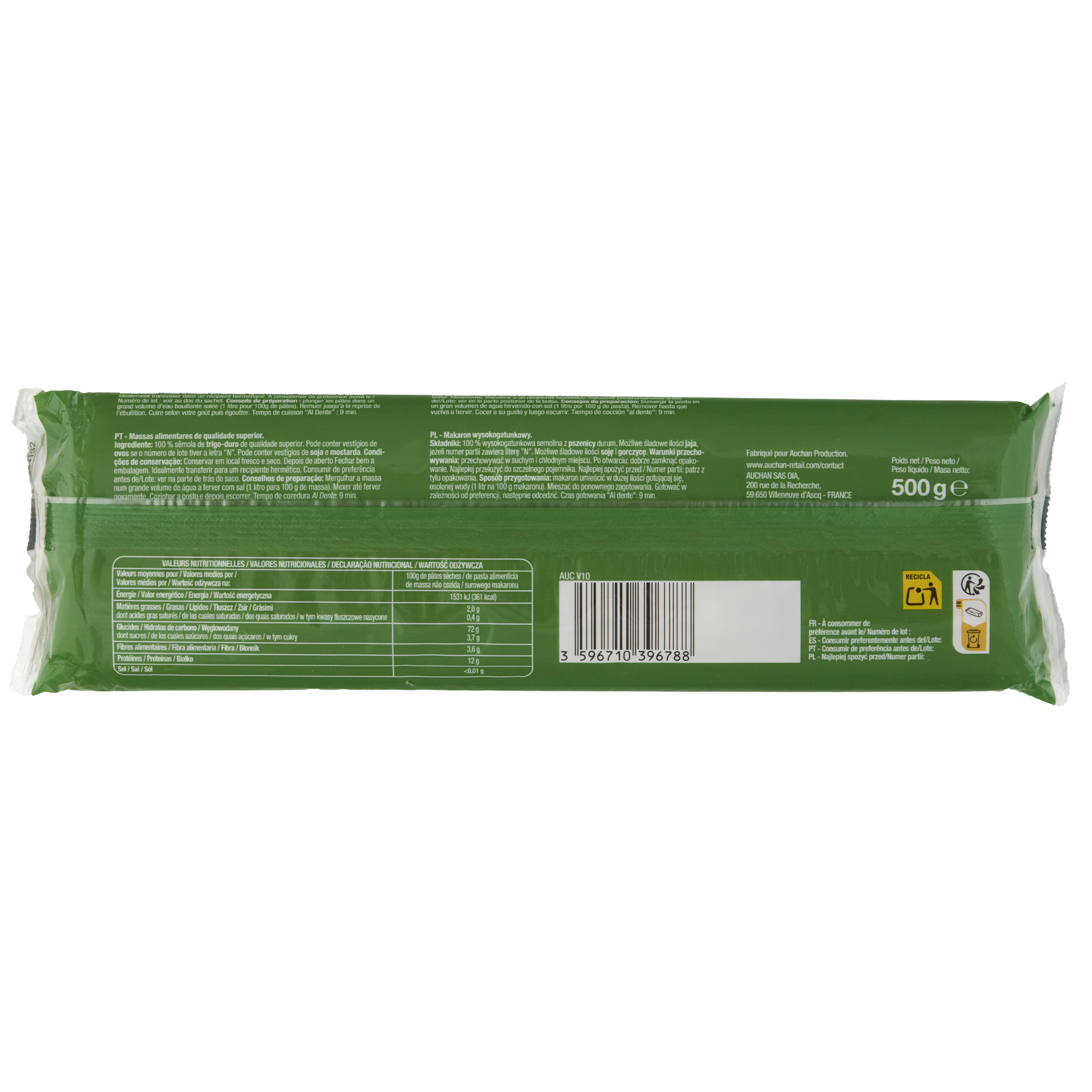 Voir la diapositive 3 : AUCHAN Spaghetti 500g