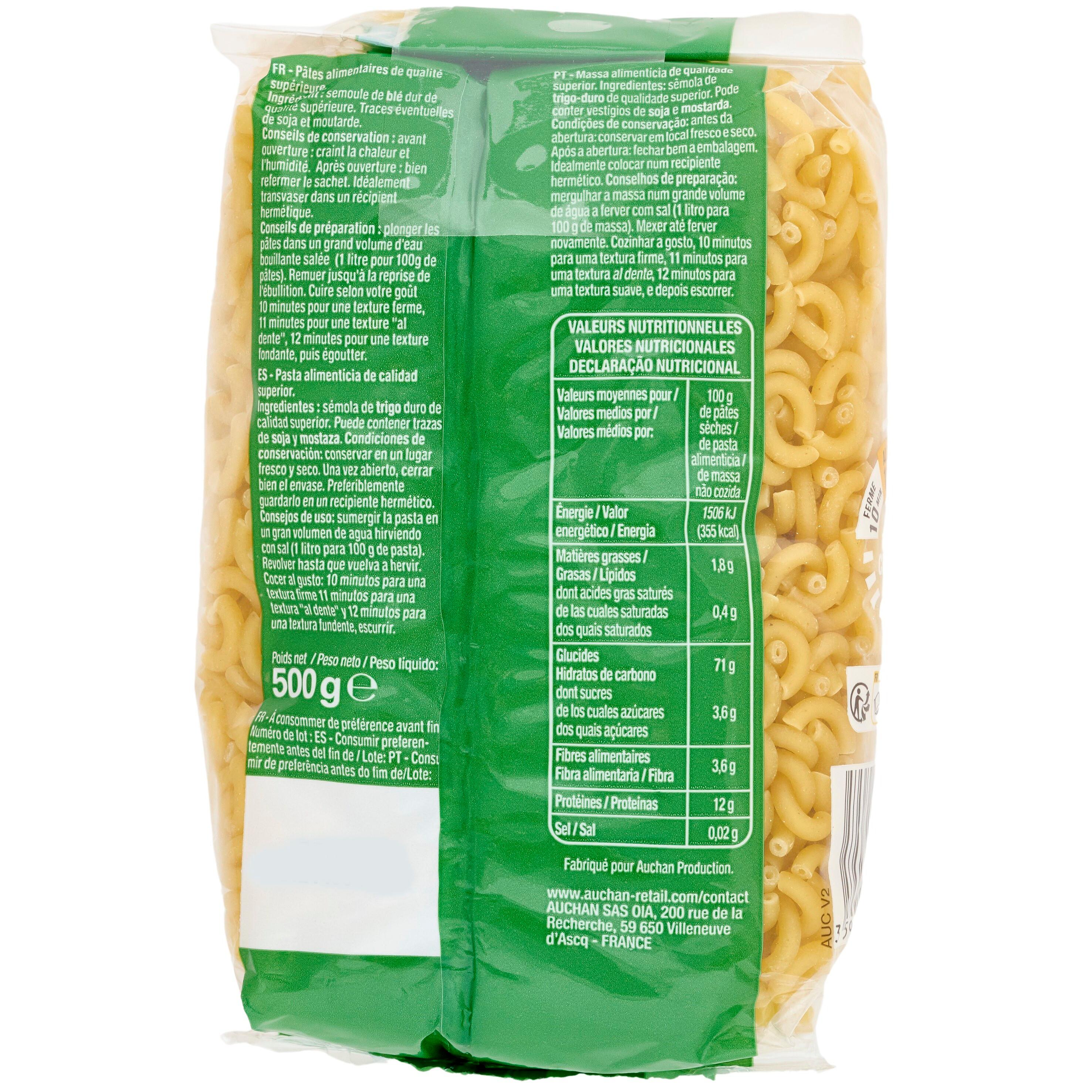 Voir la diapositive 2 : AUCHAN Coquillettes 500g
