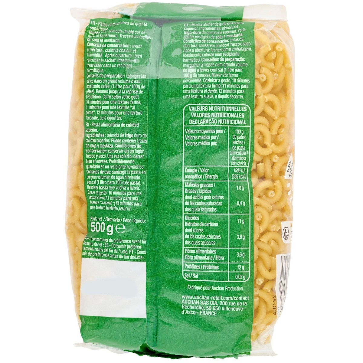 AUCHAN Coquillettes 500g