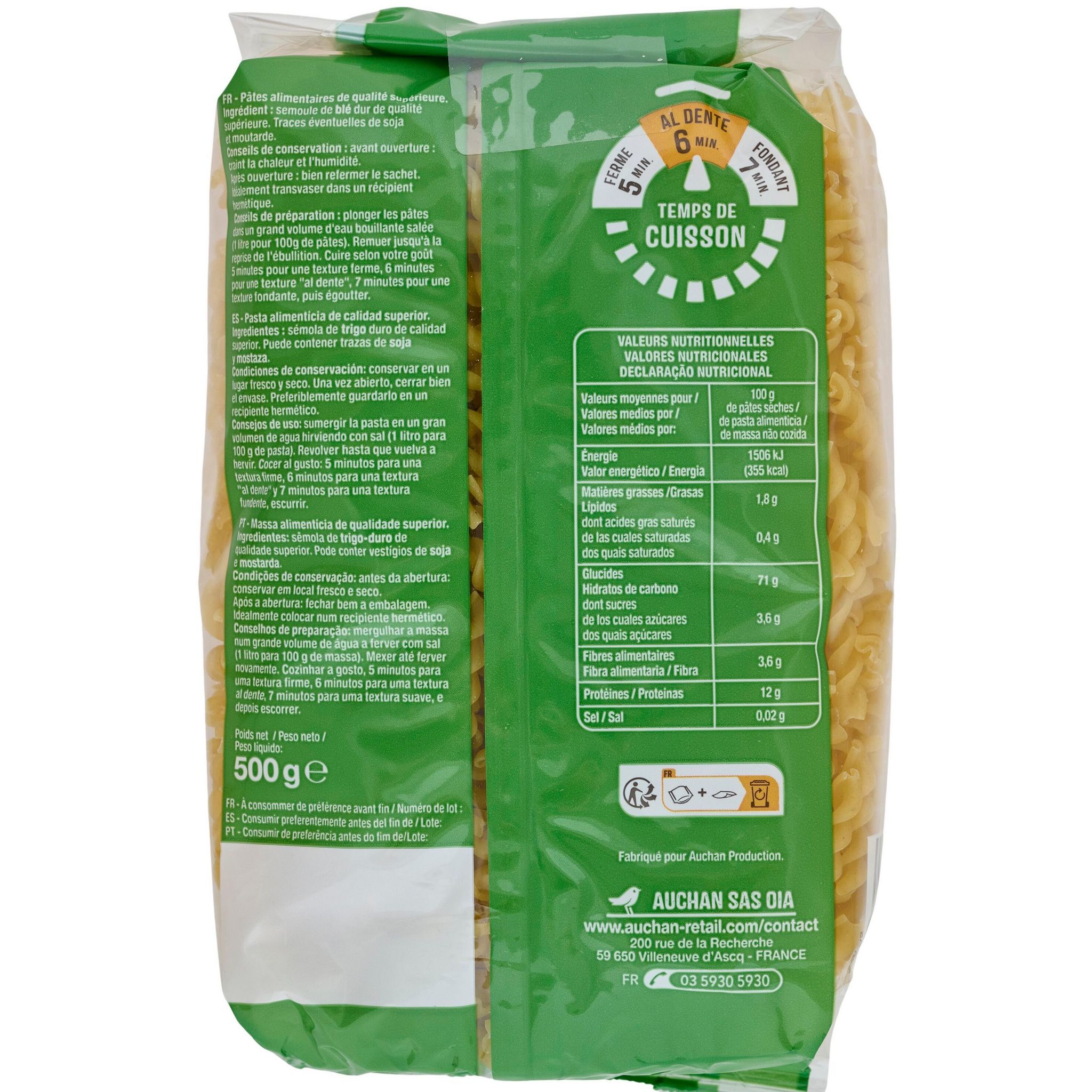 Voir la diapositive 3 : AUCHAN Torti 500g