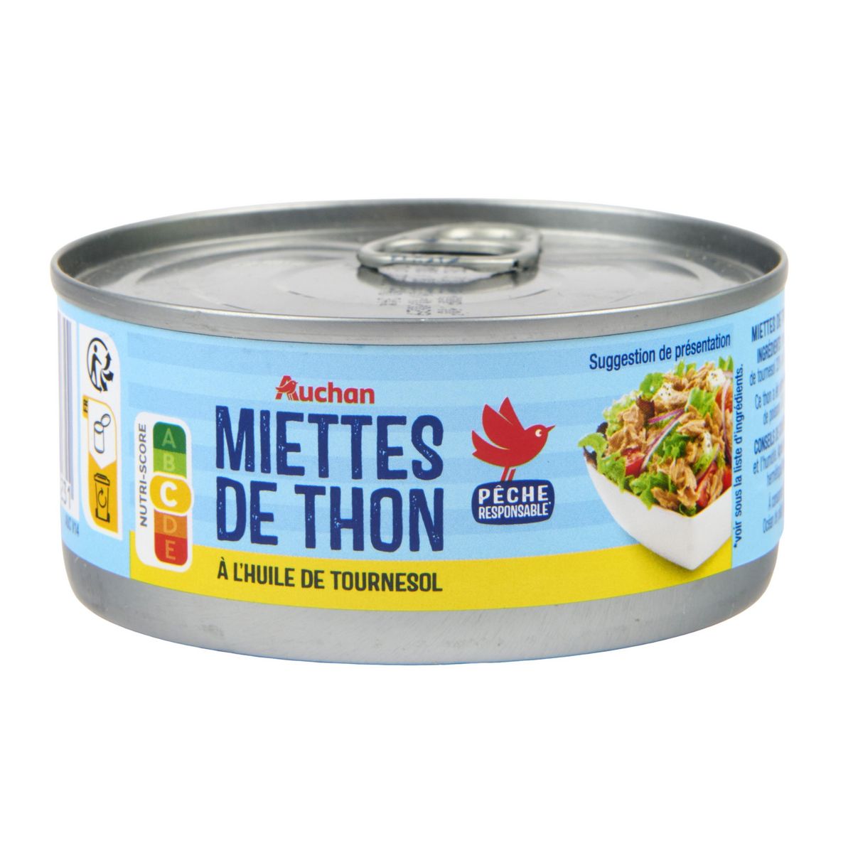 AUCHAN Miettes de thon à l'huile de tournesol 160g