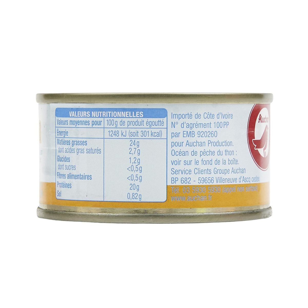 AUCHAN Miettes de thon à l'huile de tournesol 3x80g