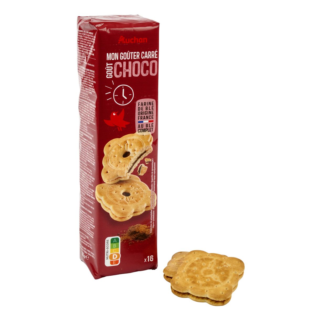 AUCHAN Mon Goûter Biscuits fourrés saveur chocolat 16 biscuits 300g