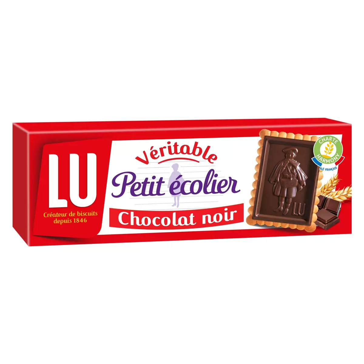 PETIT ECOLIER Biscuits petit beurre avec tablette de chocolat noir 12 biscuits 150g