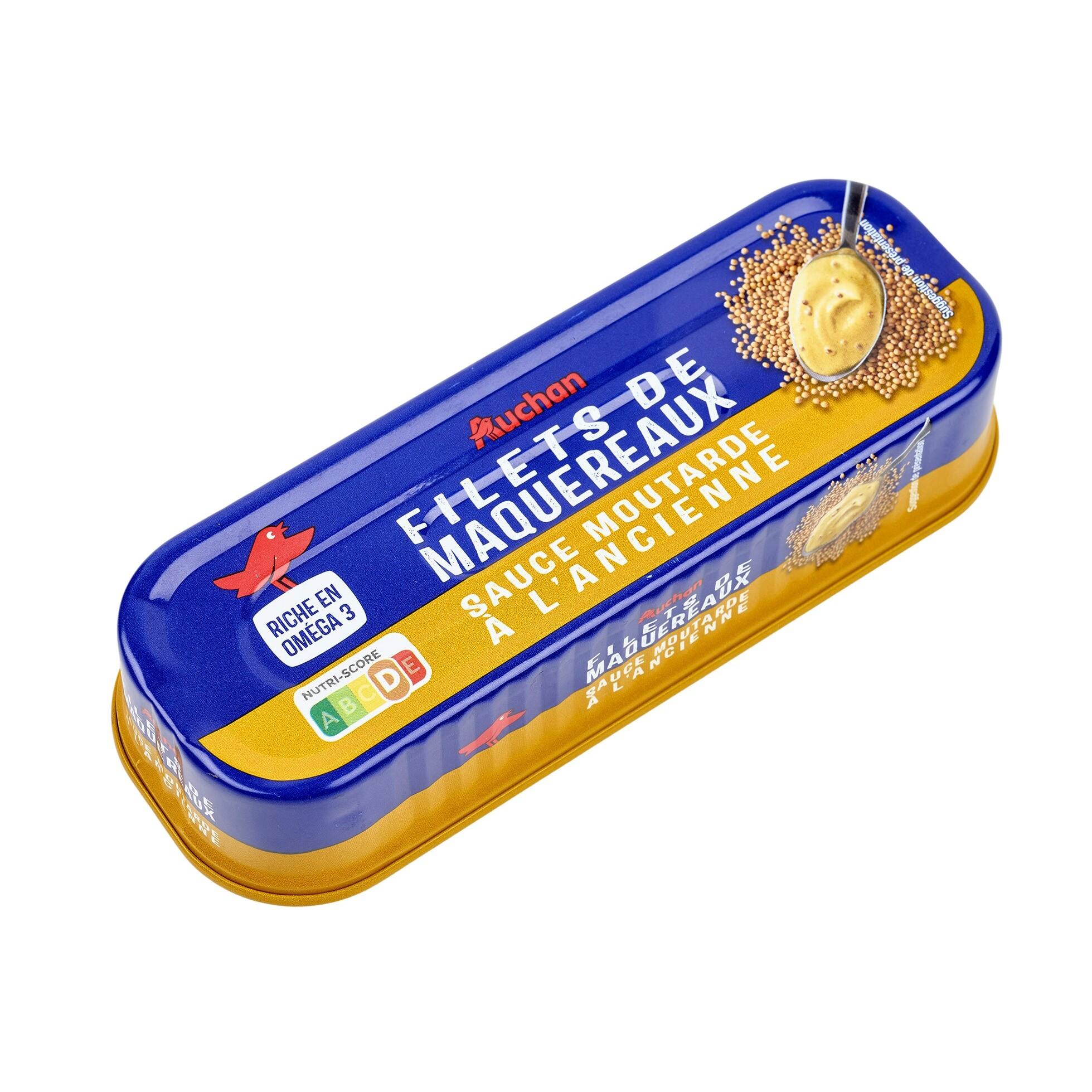 Voir la diapositive 4 : AUCHAN Filets de maquereaux sauce moutarde à l'ancienne 85g