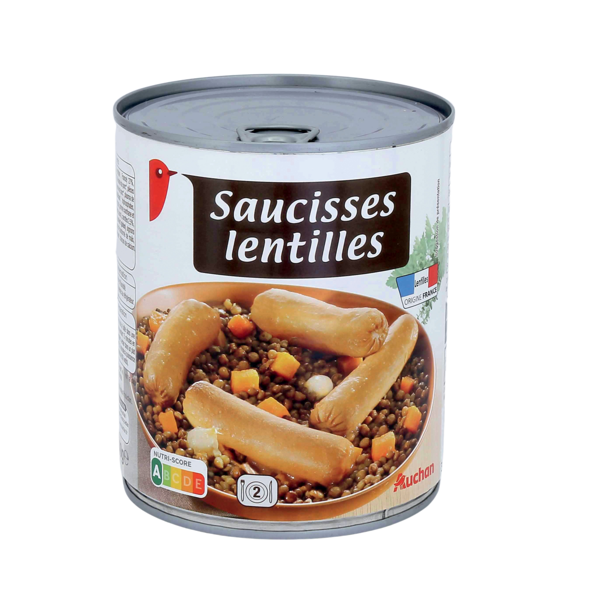 AUCHAN Saucisses lentilles 2 personnes 840g