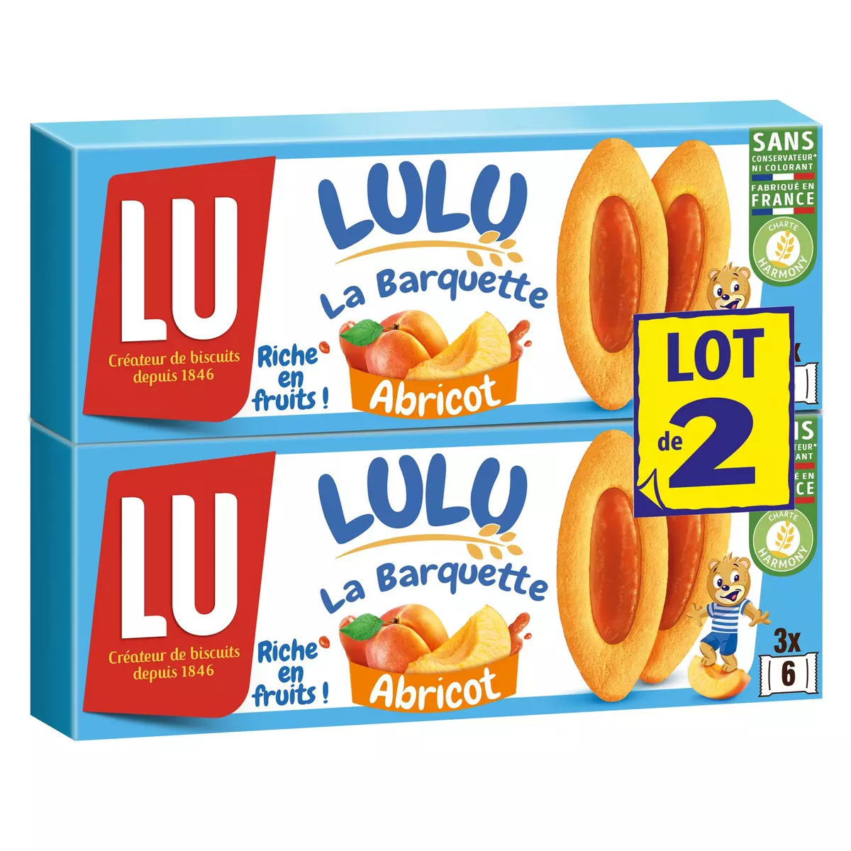 LU Lulu barquettes à l'abricot Lot de 2 2x120g
