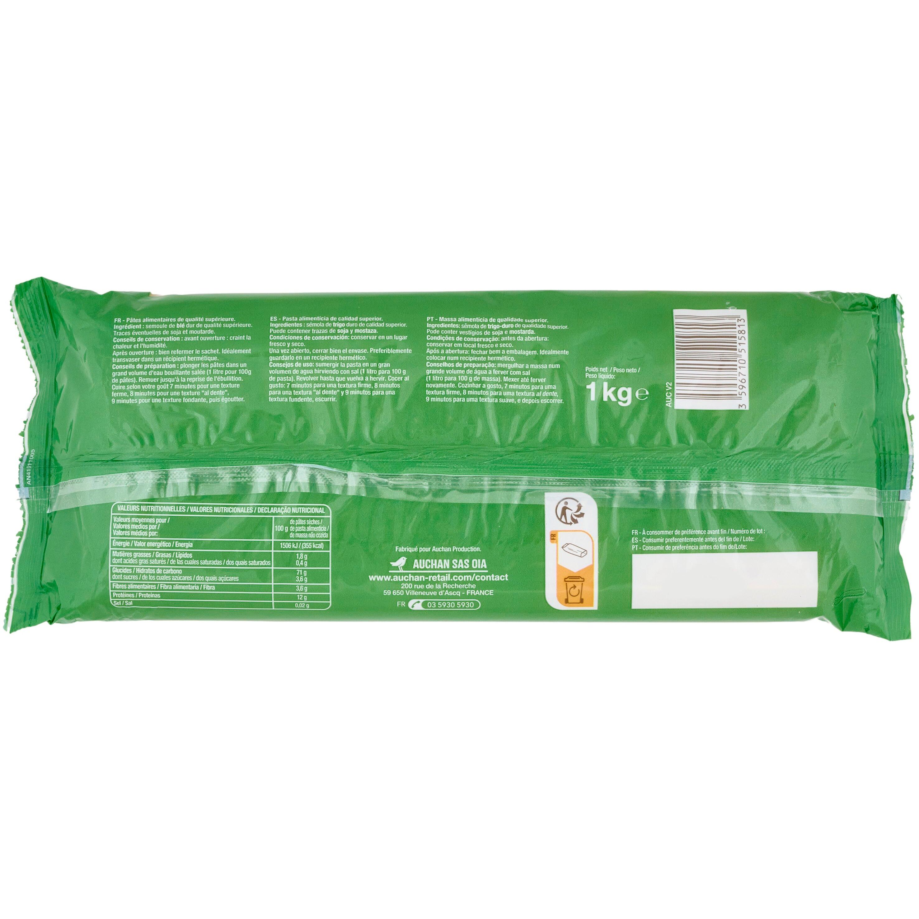 Voir la diapositive 2 : AUCHAN Spaghetti de qualité supérieure 1kg