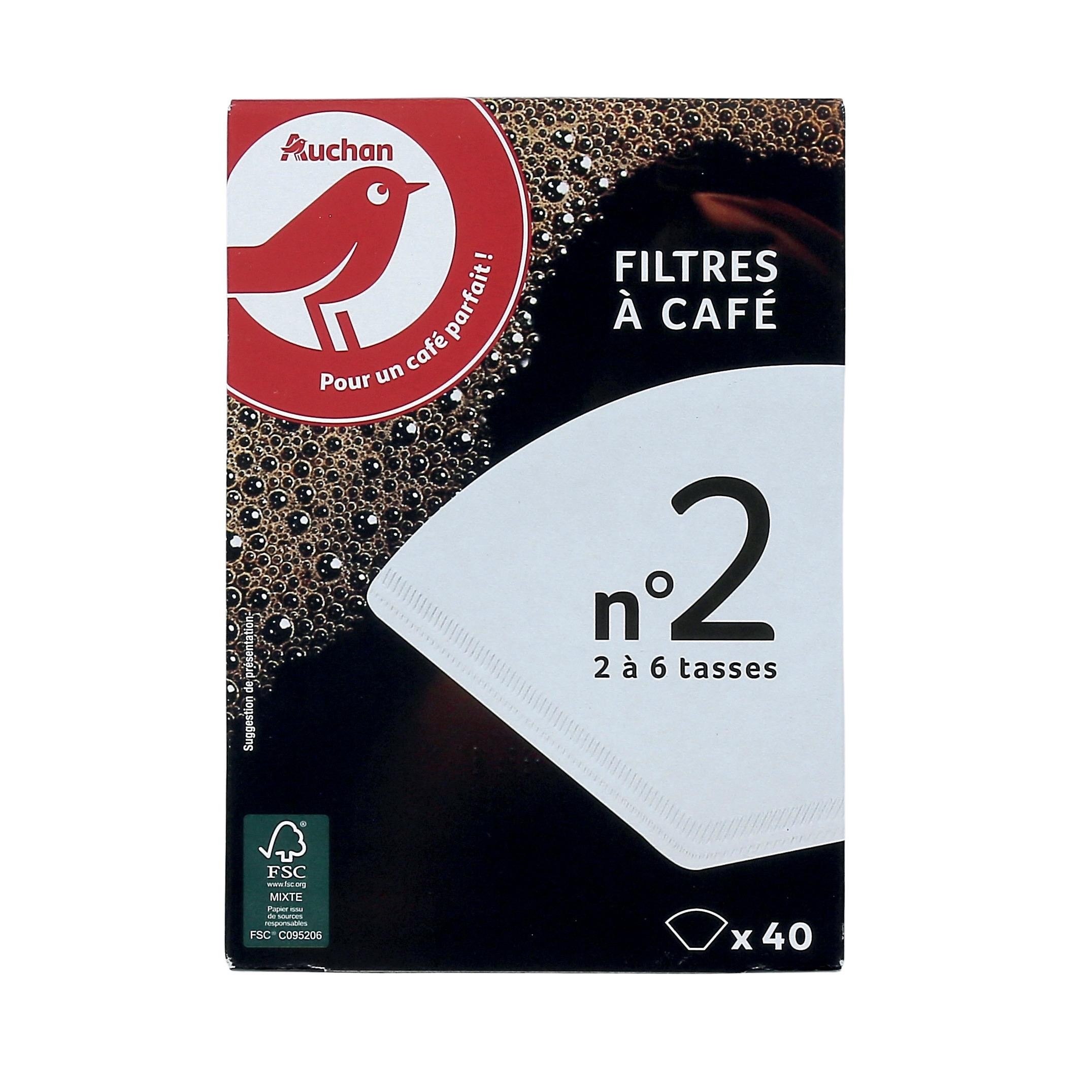 Voir la diapositive 2 : AUCHAN Filtres à café n°2 2-6 tasses 40 filtres