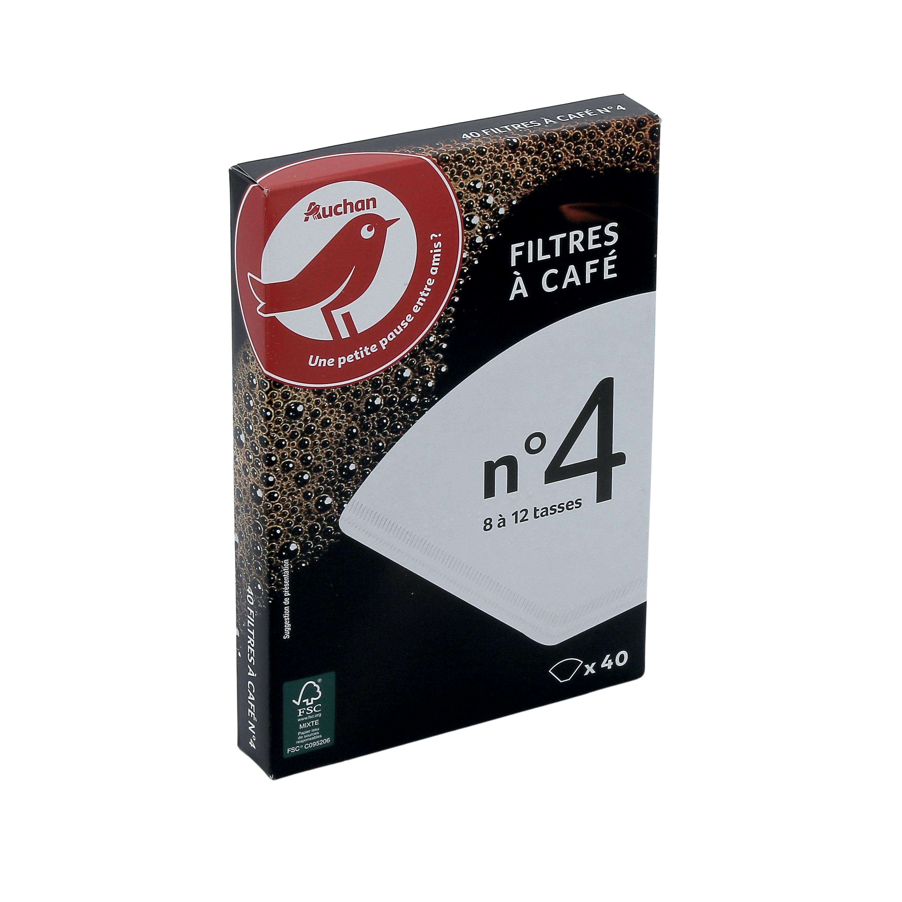Voir la diapositive 2 : AUCHAN Filtre à café n°4 40 filtres 74g