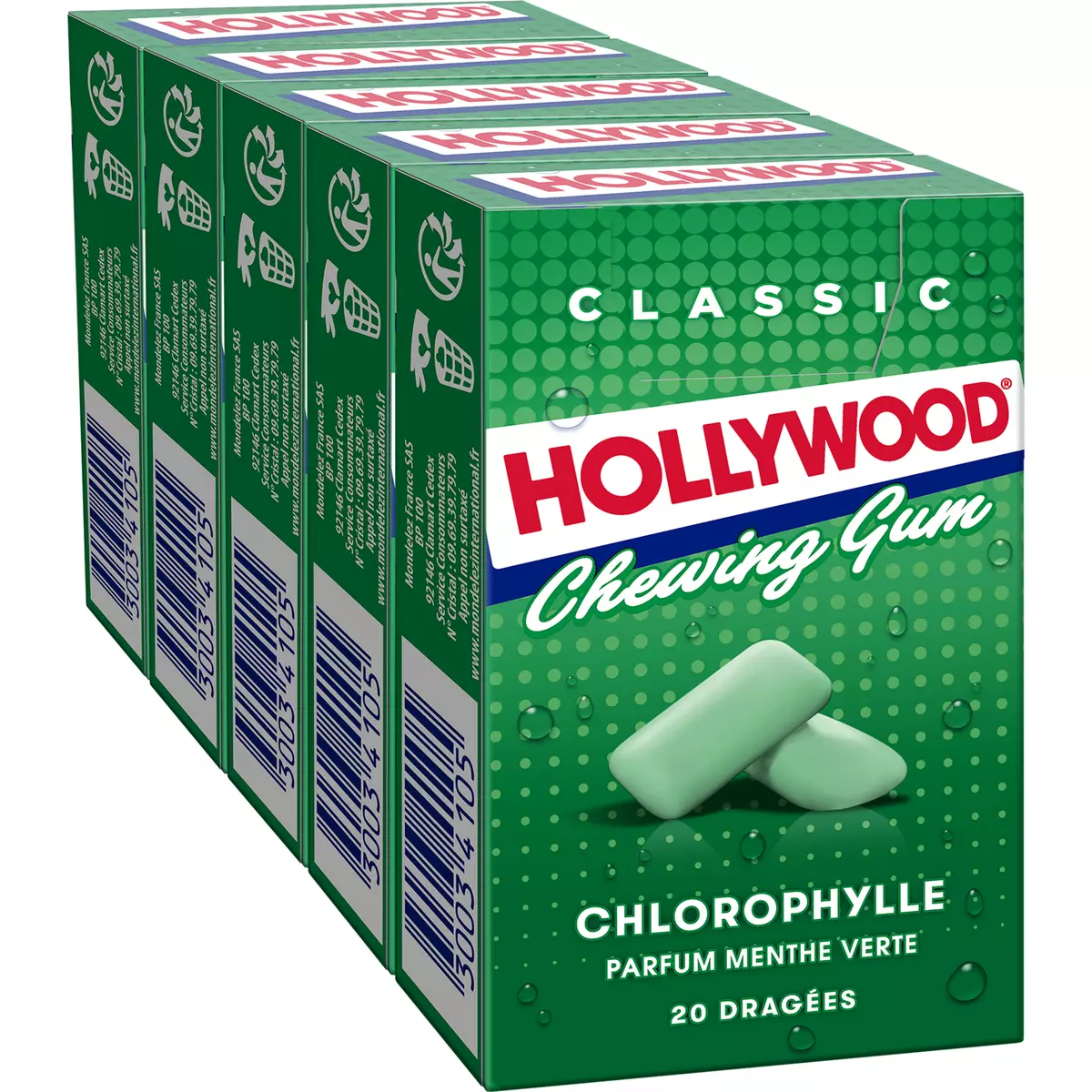 HOLLYWOOD Chewing gum dragées à la chlorophylle 20 dragées 140g